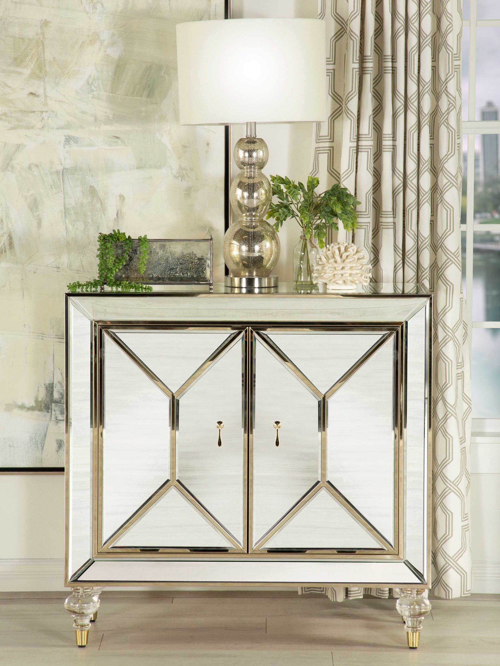 Lupin Mirror / Champagne Accent Cabinet - Ornate Home