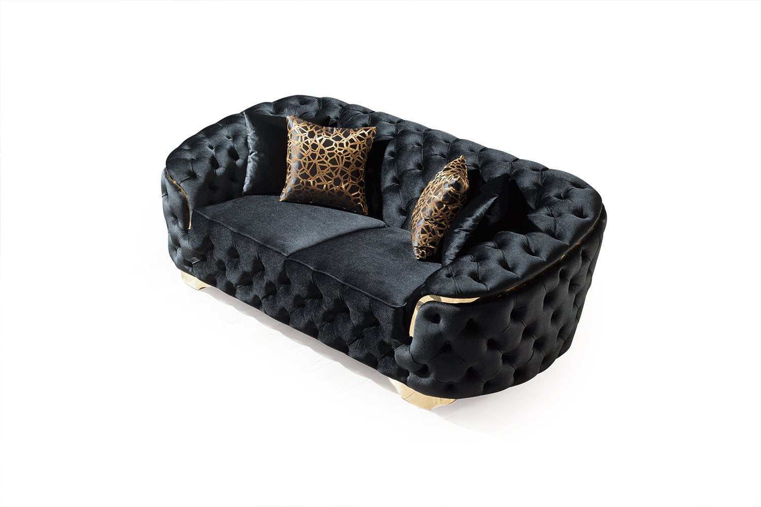 Lupino Black Velvet Sofa & Loveseat - Ornate Home