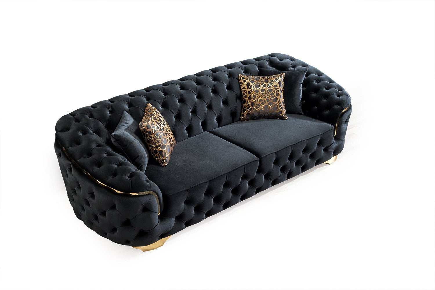 Lupino Black Velvet Sofa & Loveseat - Ornate Home