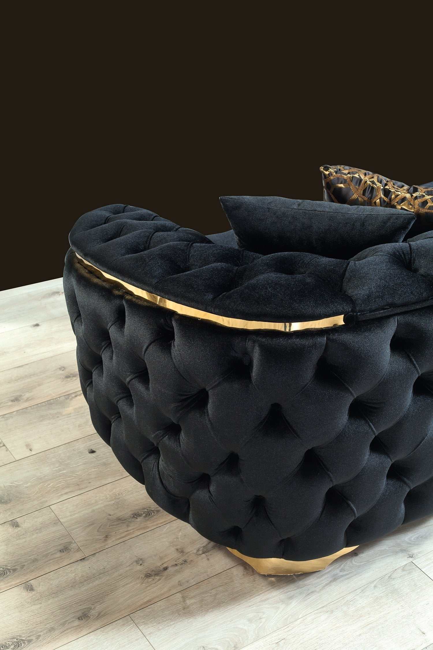 Lupino Black Velvet Sofa & Loveseat - Ornate Home