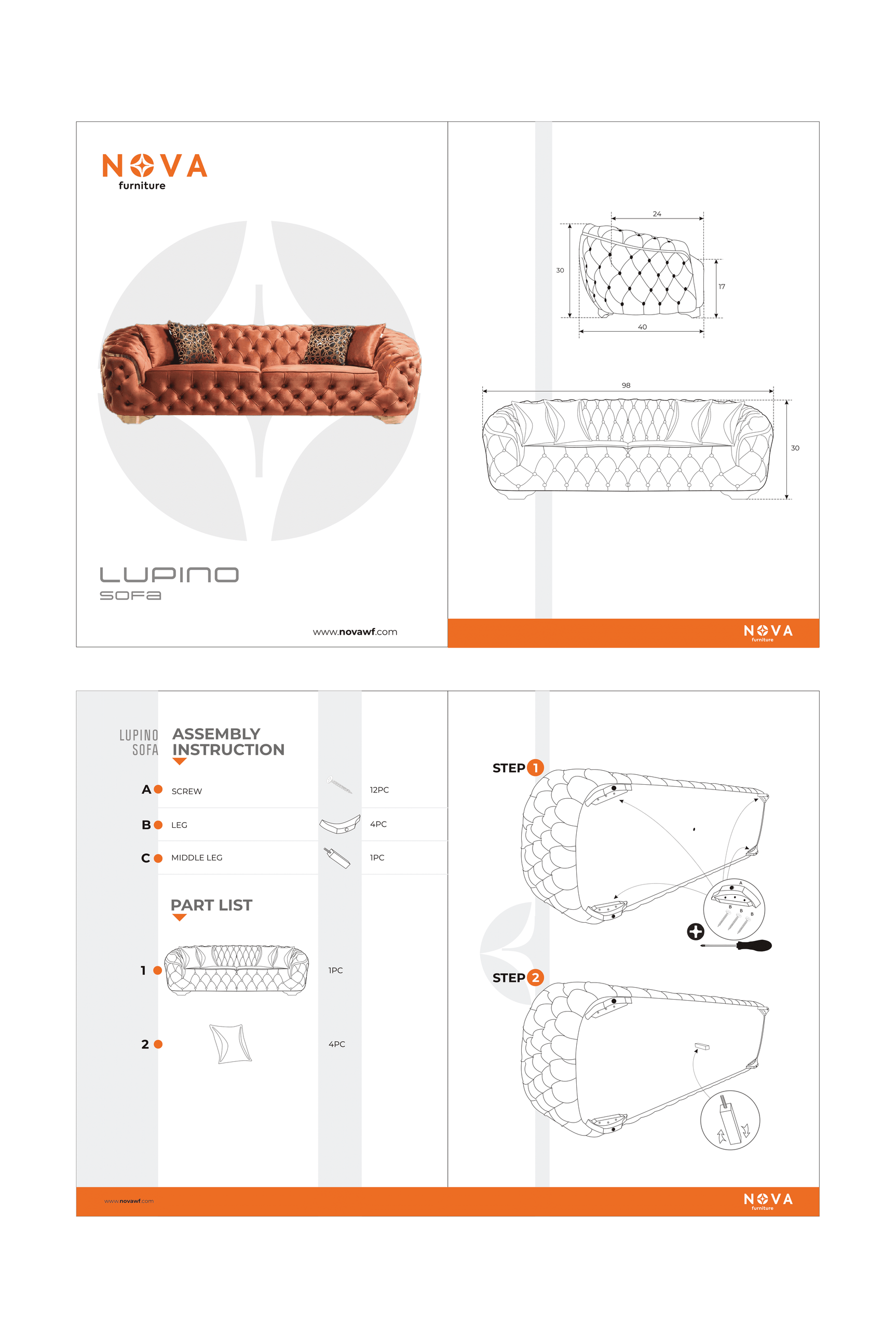 Lupino Black Velvet Sofa & Loveseat - Ornate Home