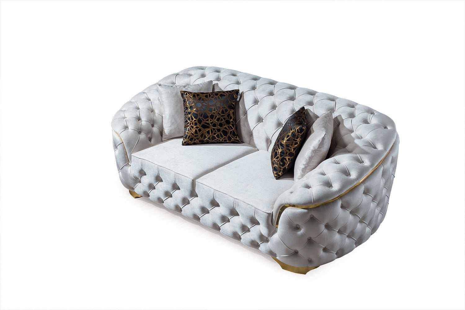 Lupino Ivory Velvet Living Room Set - Ornate Home