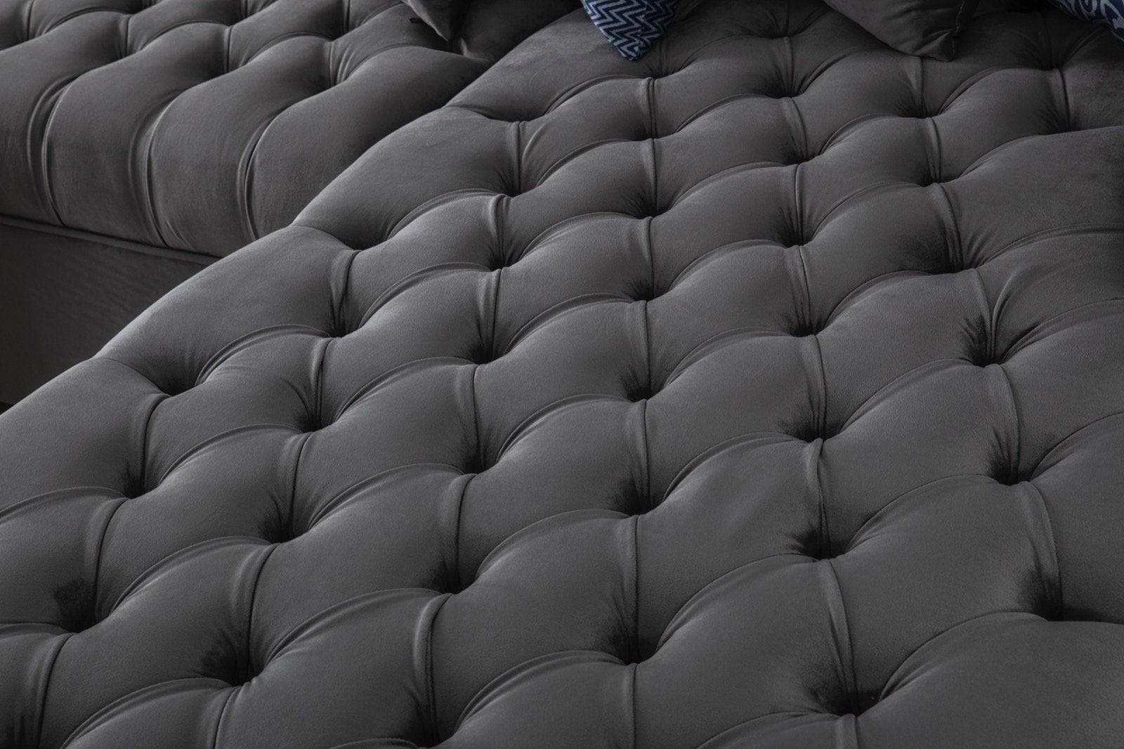 Luxen Velvet Gray RAF Chaise Sectional - Ornate Home