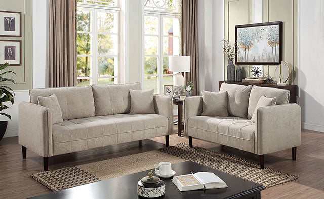 Lynda Light Gray Loveseat w/ Pillows - Ornate Home