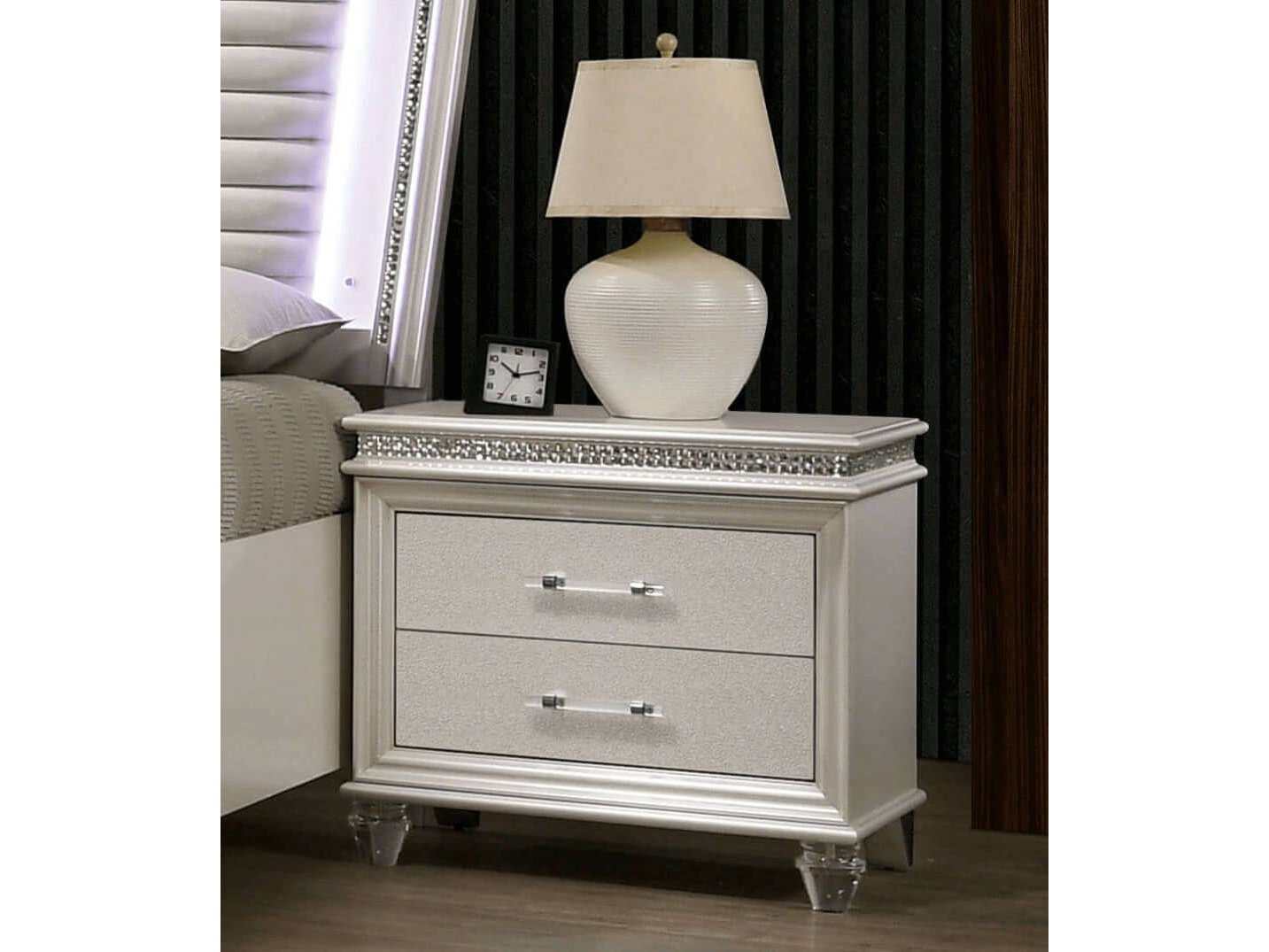 Maddie Silver Nightstand - Ornate Home