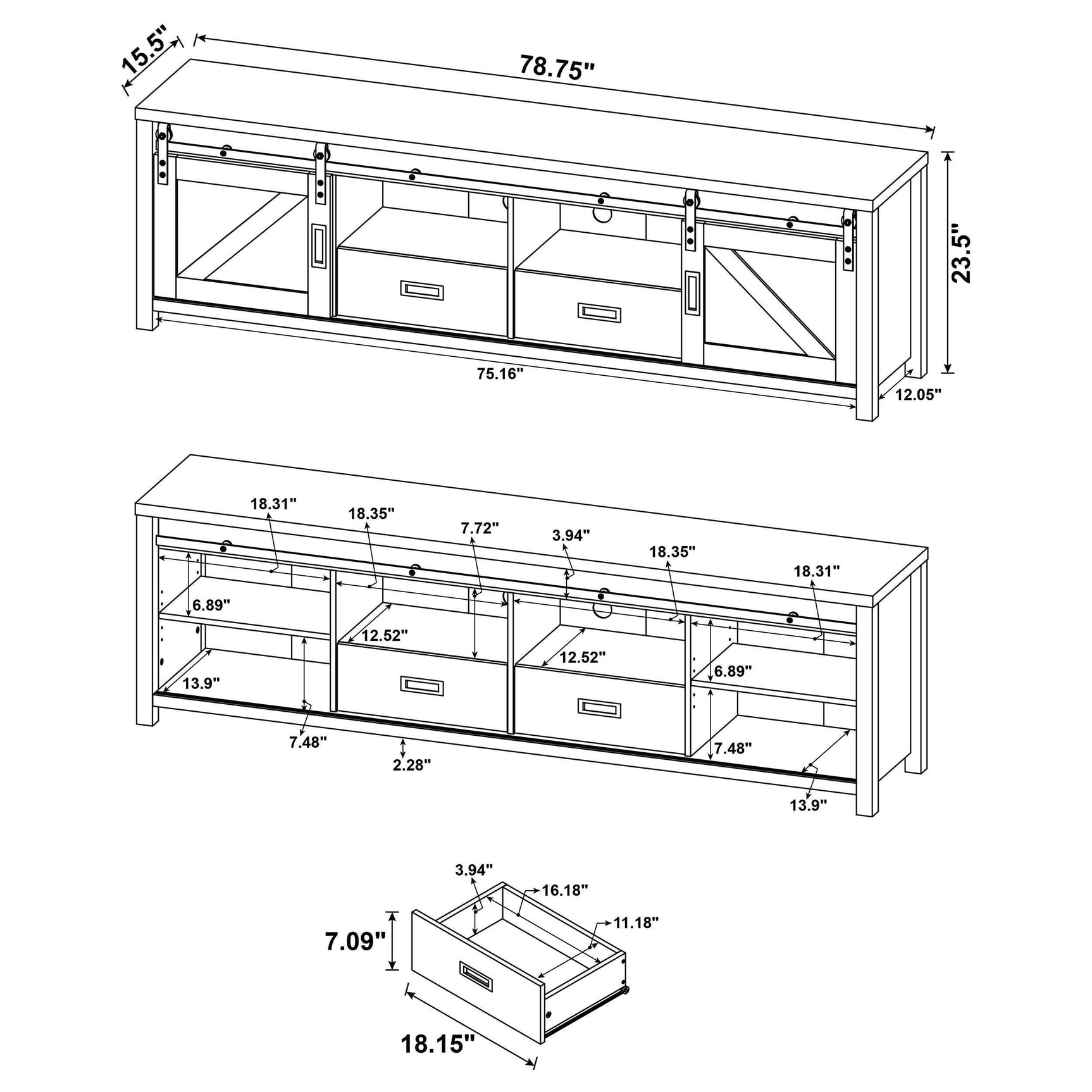 Madra Dark Pine 79" Tv Stand - Ornate Home