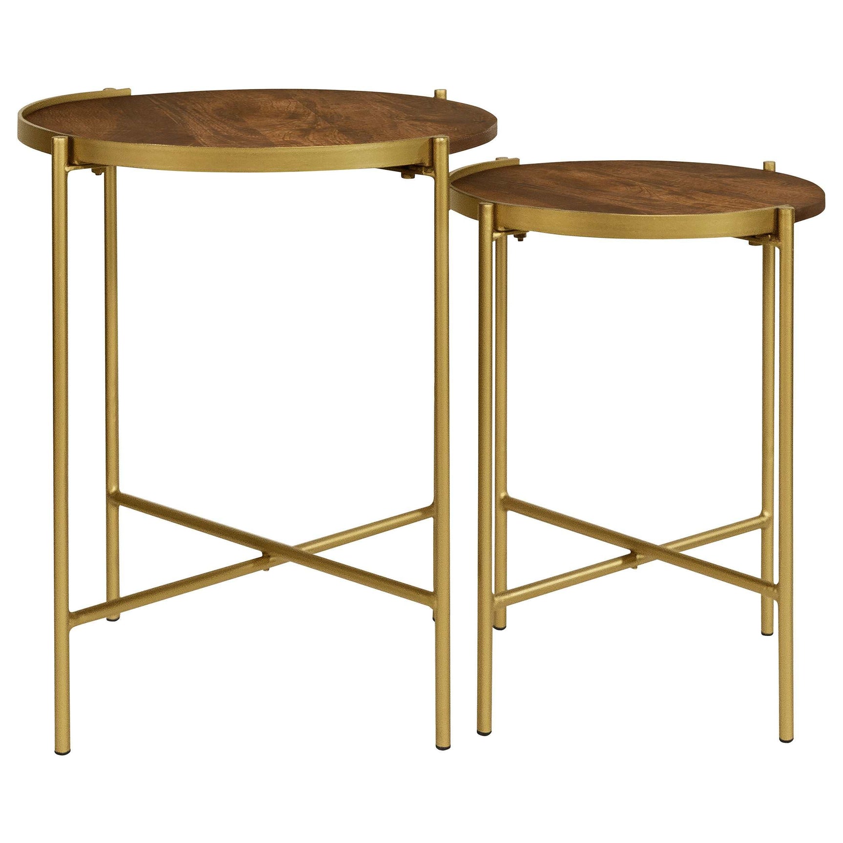 Malka Dark Brown / Gold 2 Pc Nesting Table - Ornate Home