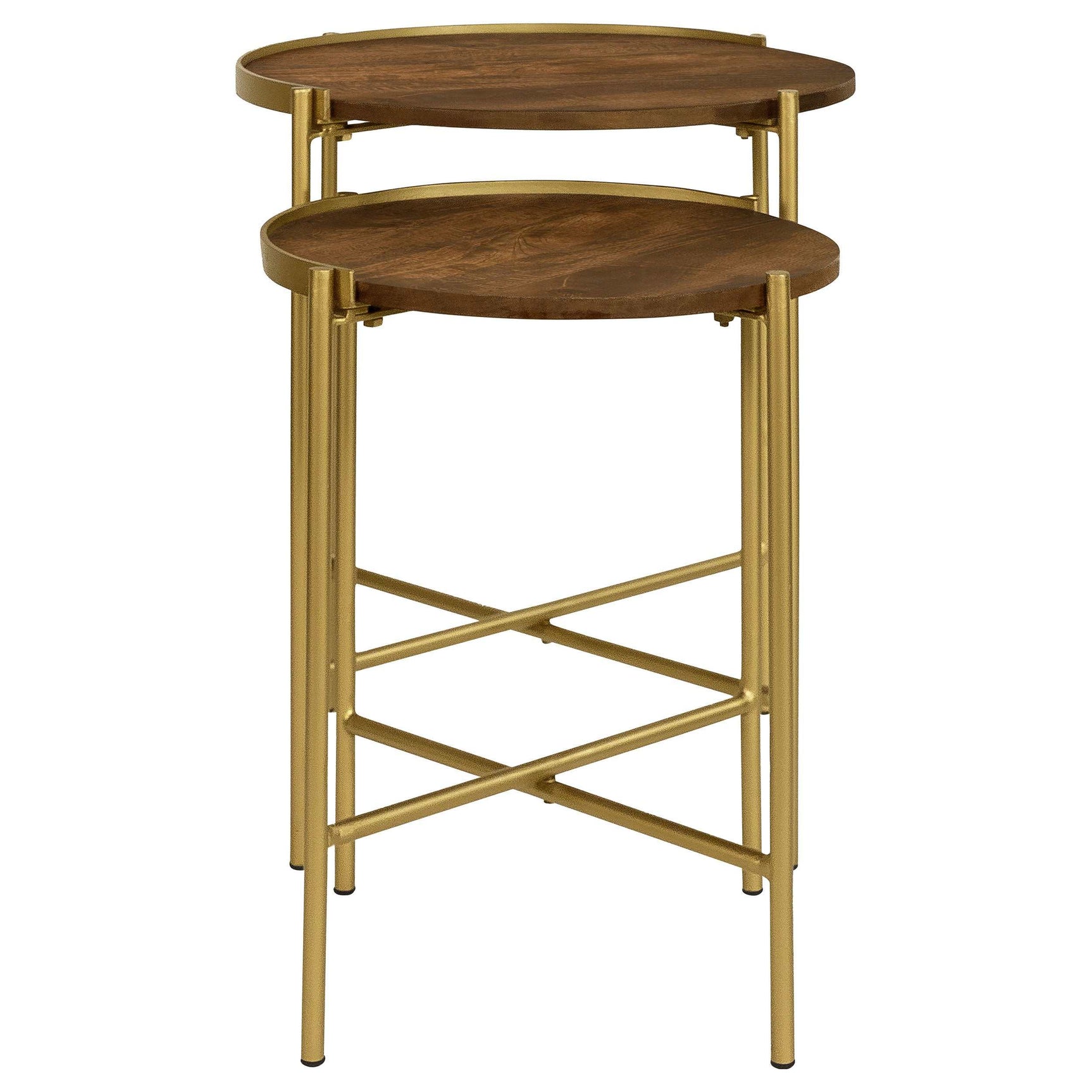 Malka Dark Brown / Gold 2 Pc Nesting Table - Ornate Home