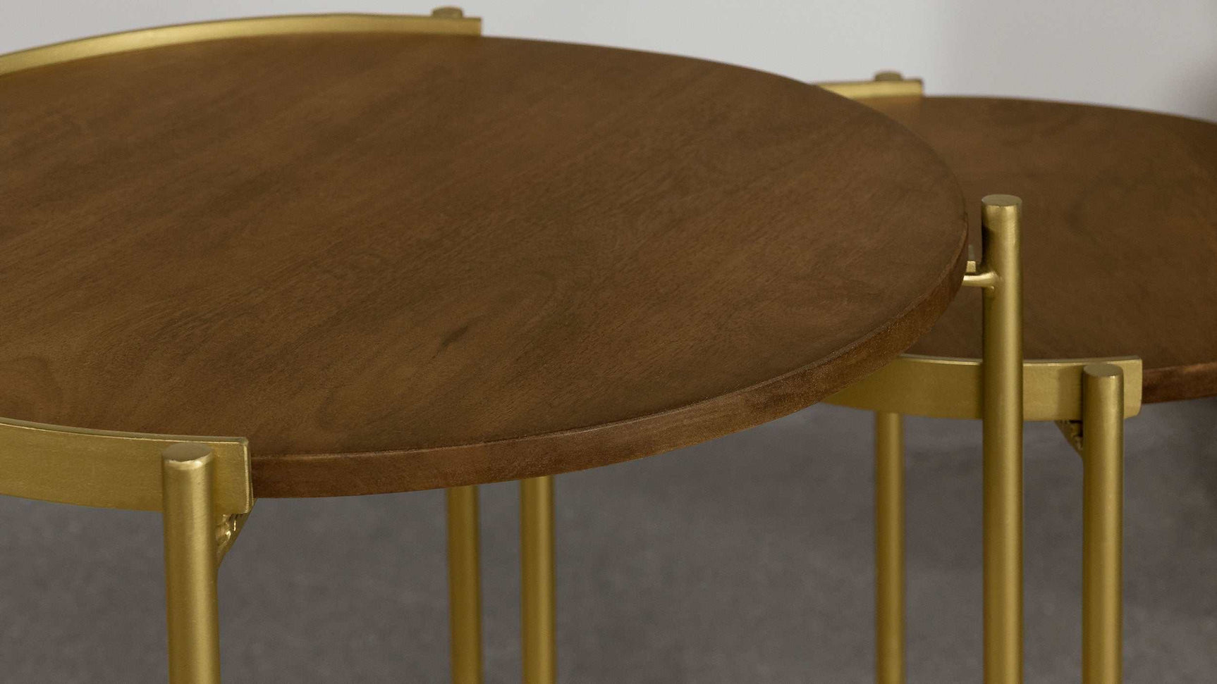 Malka Dark Brown / Gold 2 Pc Nesting Table - Ornate Home