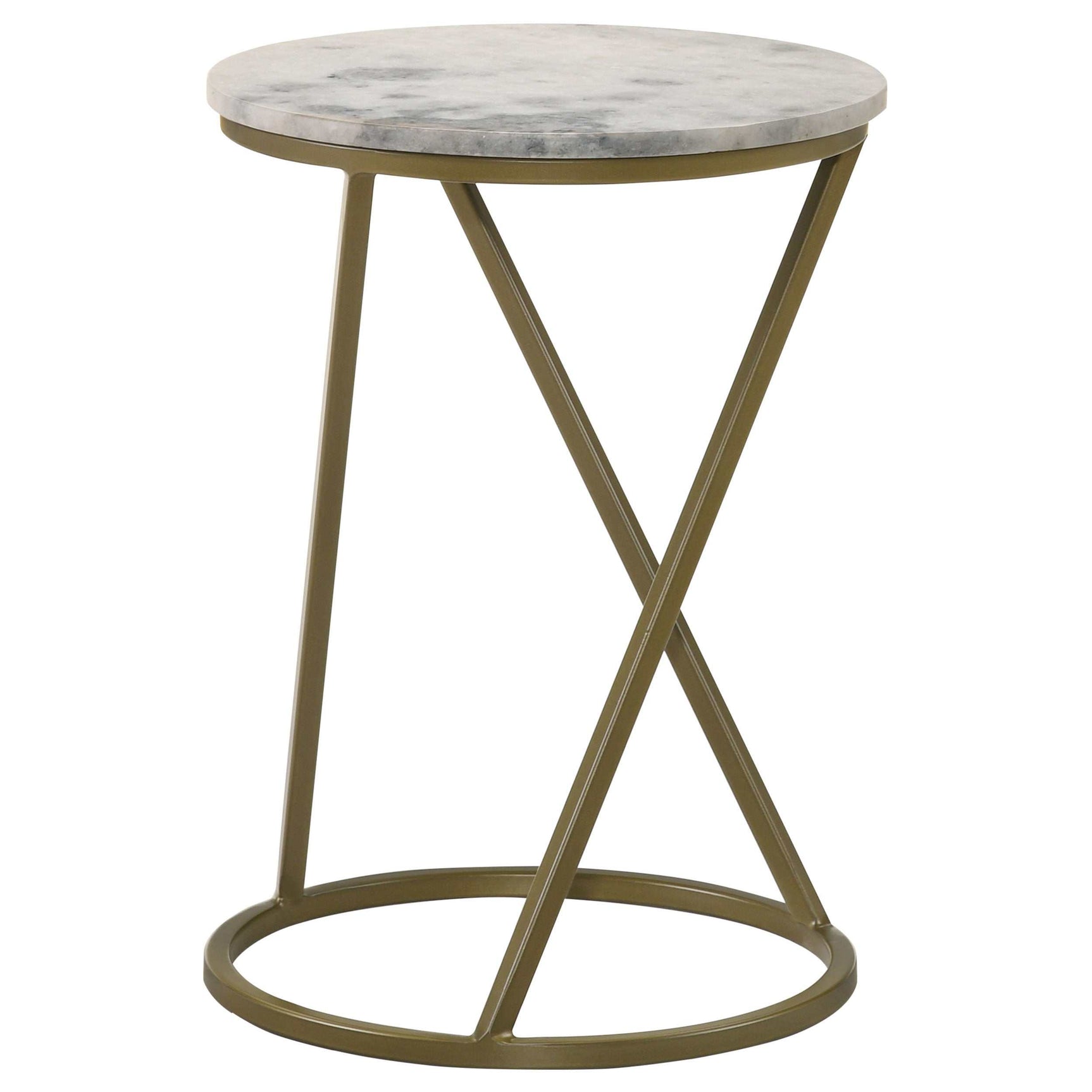 Malthe White Marble / Antique Gold Side Table - Ornate Home