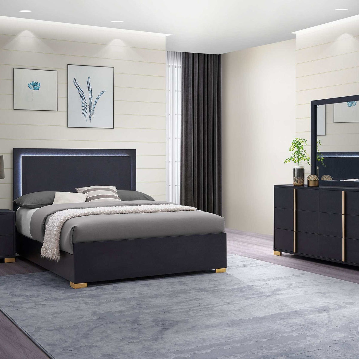 Coaster Marceline Black Full Bedroom Set / 4pcs | Ornate Home