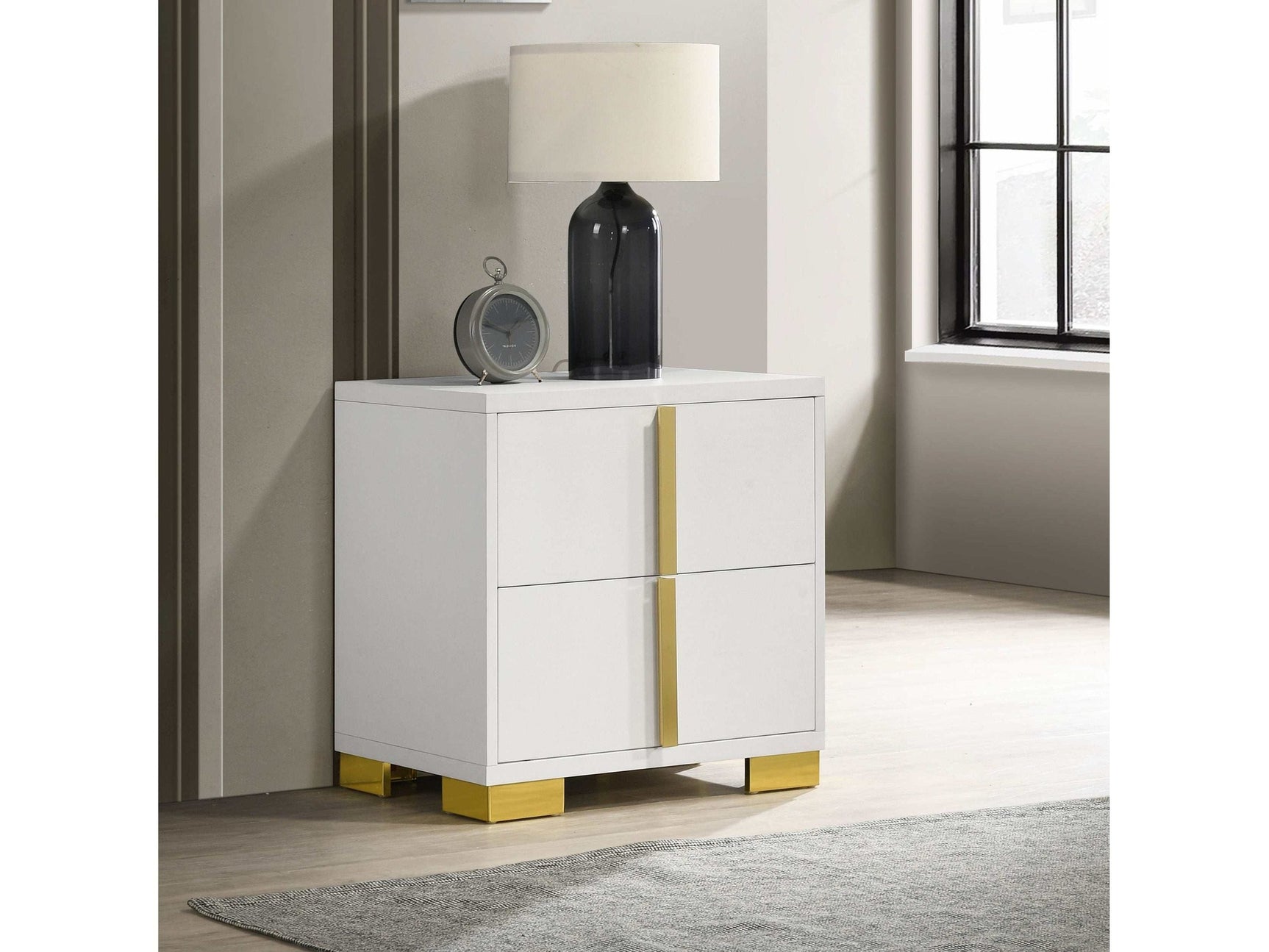 Marceline White / Gold Nightstand - Ornate Home