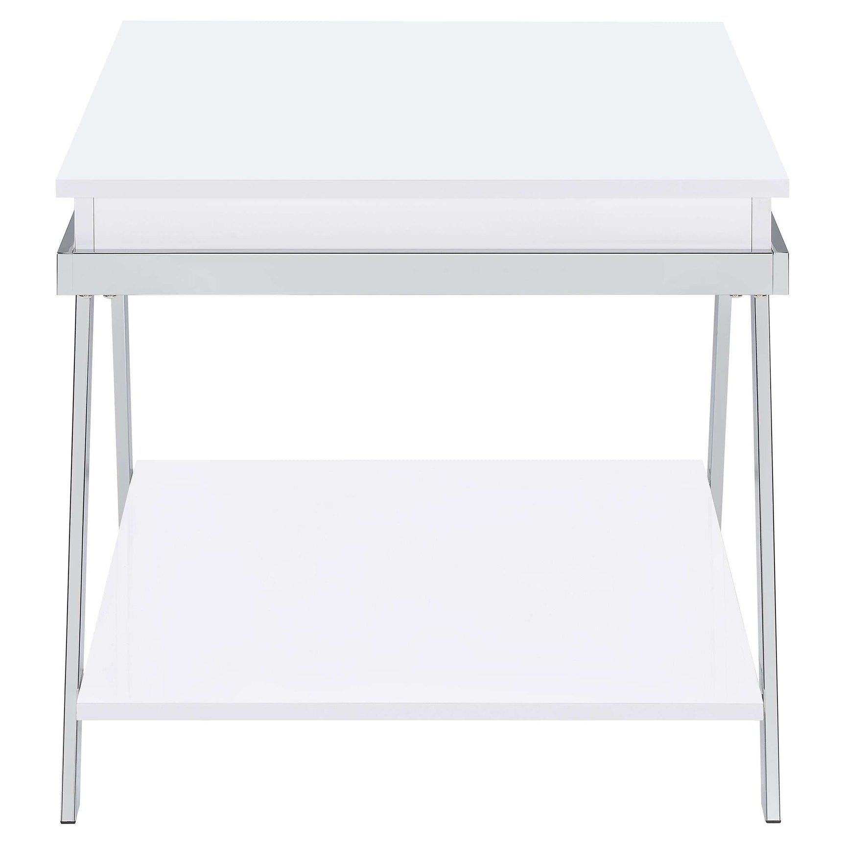 Marcia White High Gloss End Table - Ornate Home