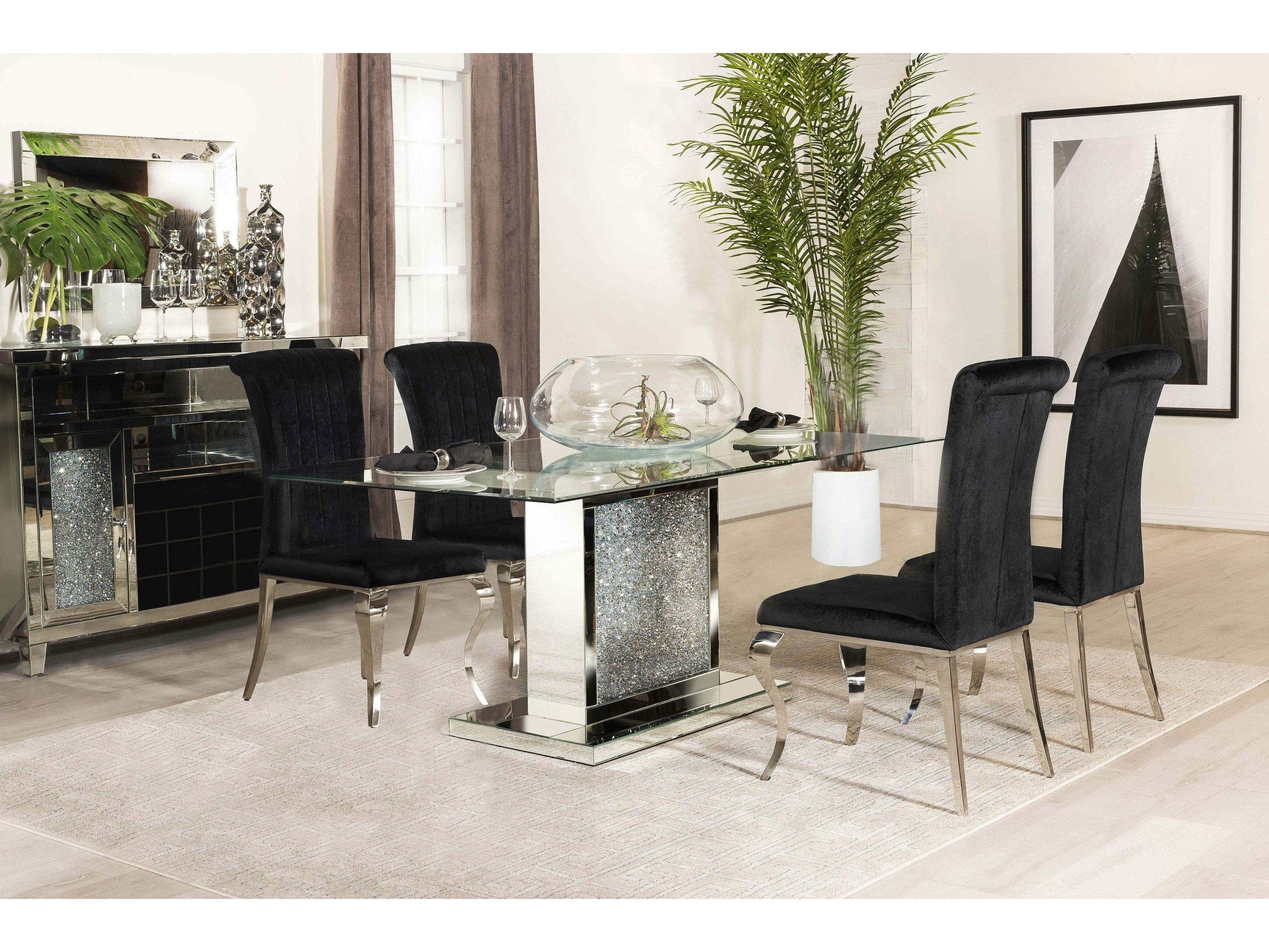 Marilyn Black / Mirror 5 Pc Dining Set - Ornate Home