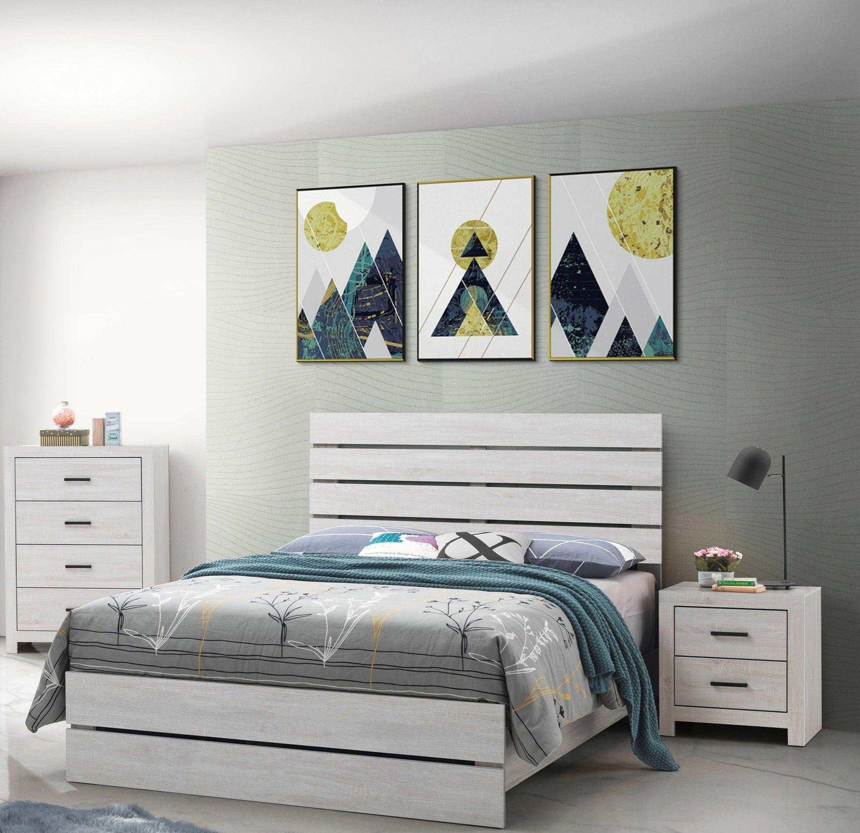 Marion Coastal White Eastern King Panel Bed - Ornate Home