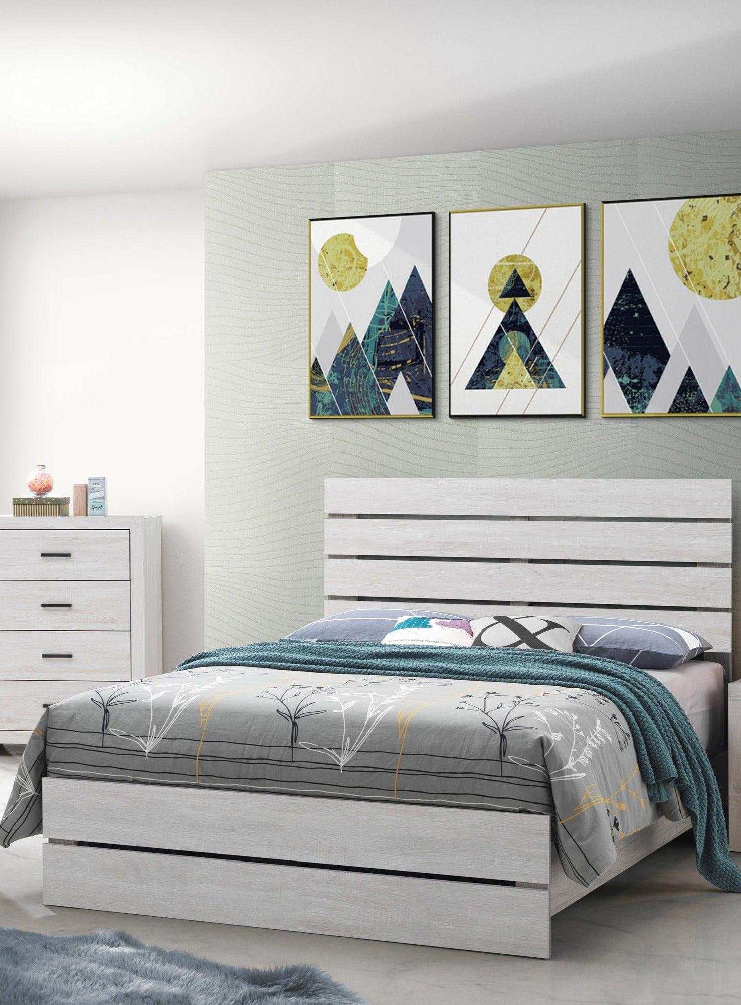 Marion Coastal White Eastern King Panel Bed - Ornate Home