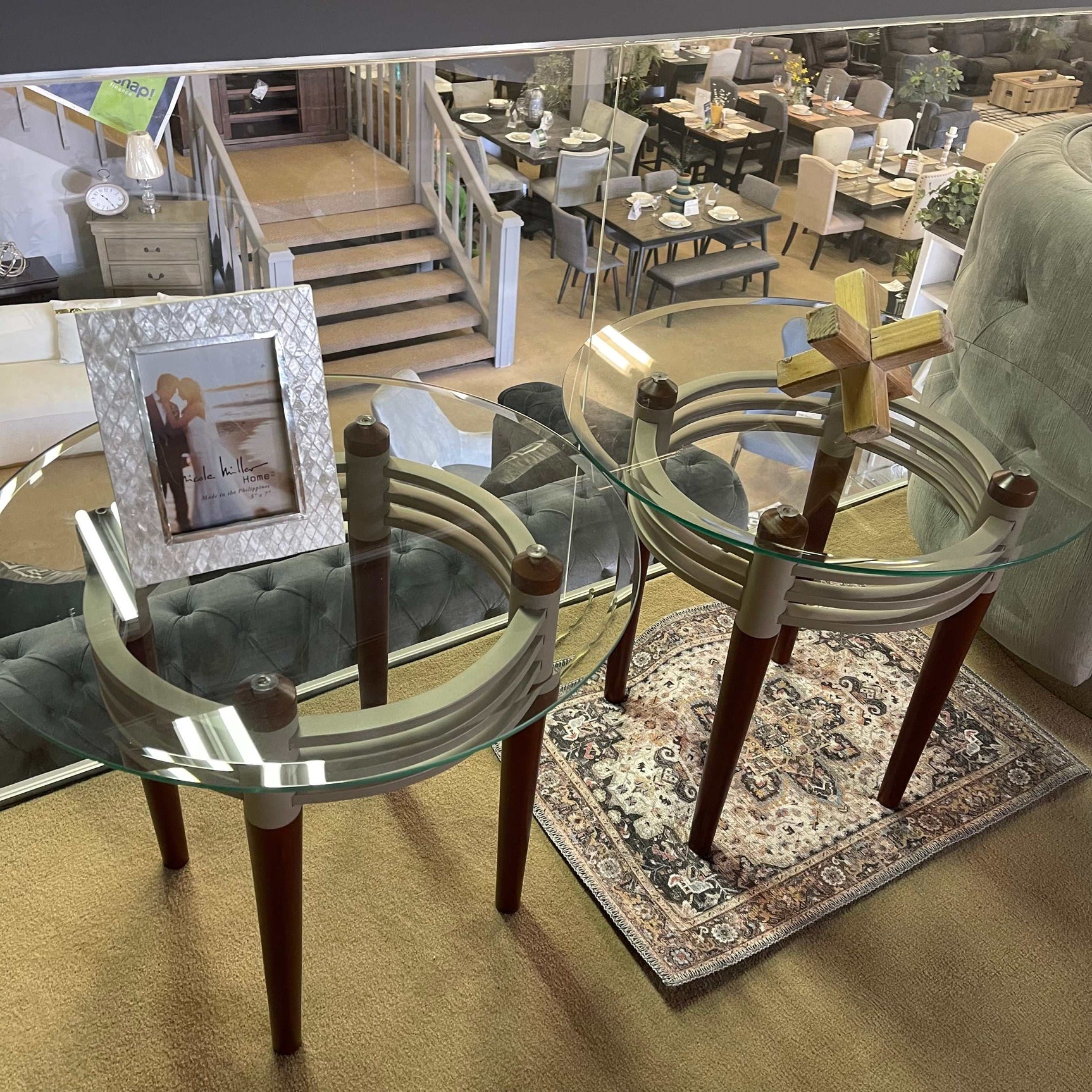 Marseille Cherry, Silver & Clear Glass Coffee/End Table Set (Set of 3) - Ornate Home