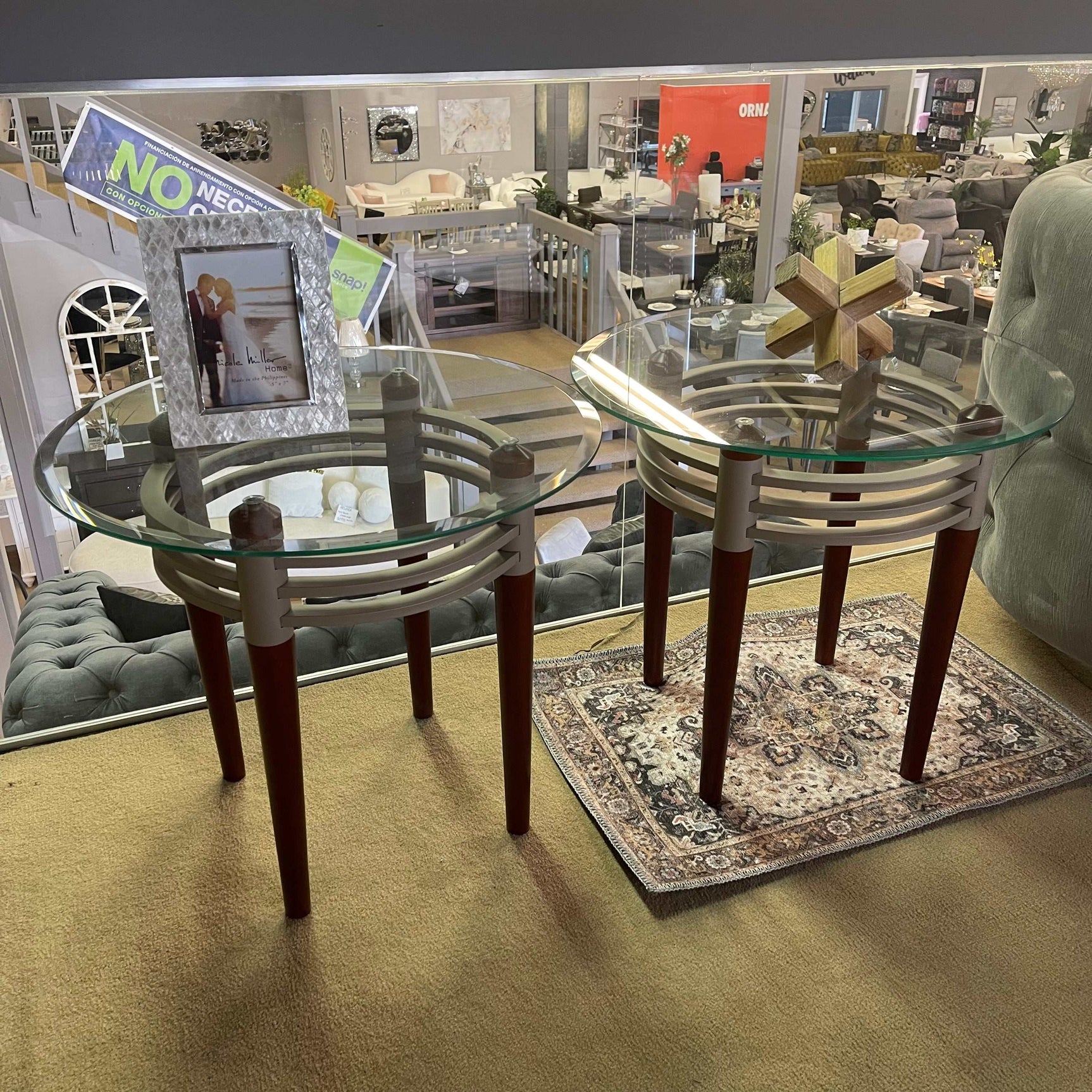 Marseille Cherry, Silver & Clear Glass Coffee/End Table Set (Set of 3) - Ornate Home