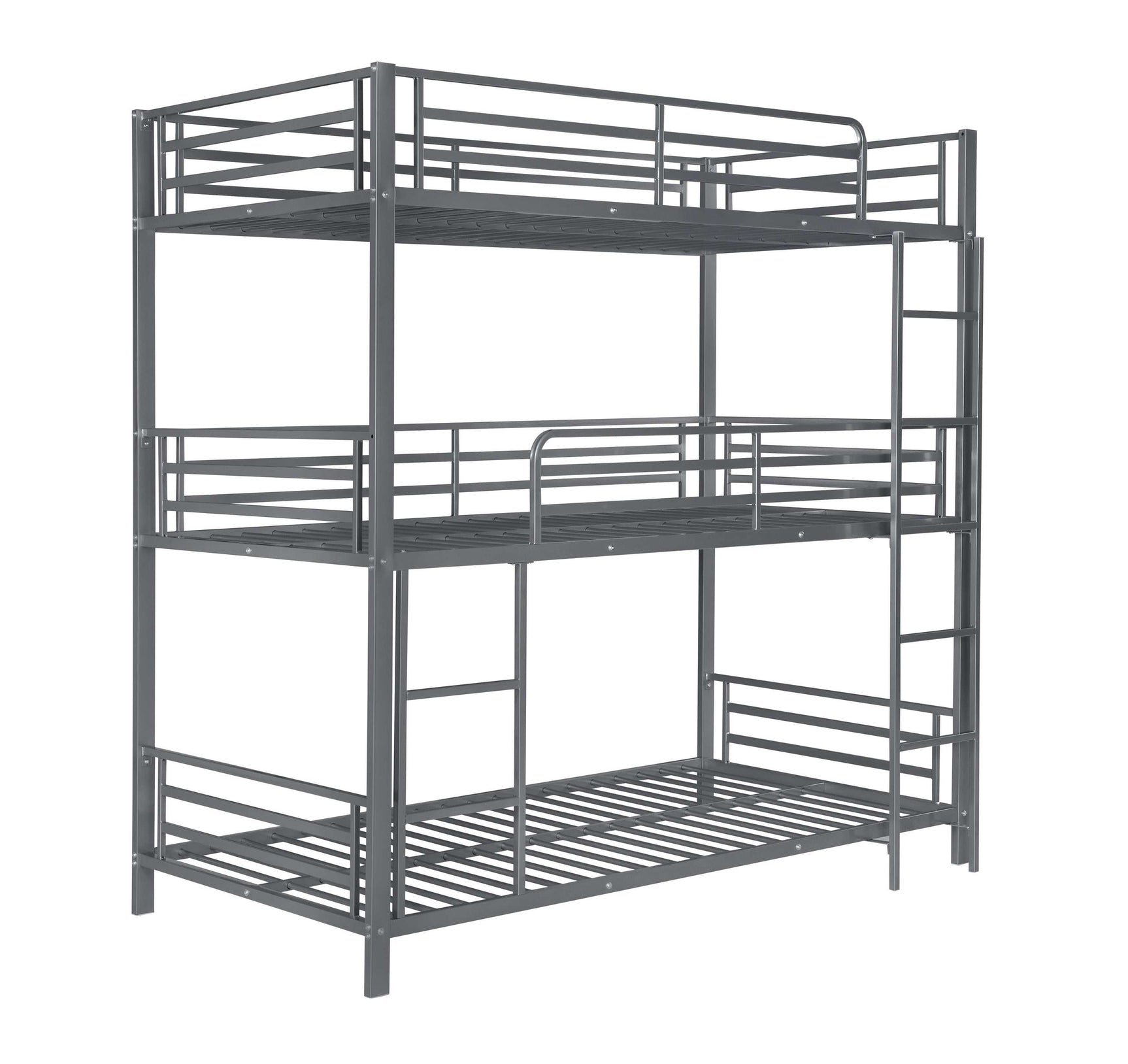 Maynard Gunmetal Metal Triple Twin Bunk Bed - Ornate Home