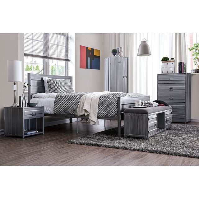 Mccredmond Hand Brushed Silver Nightstand - Ornate Home