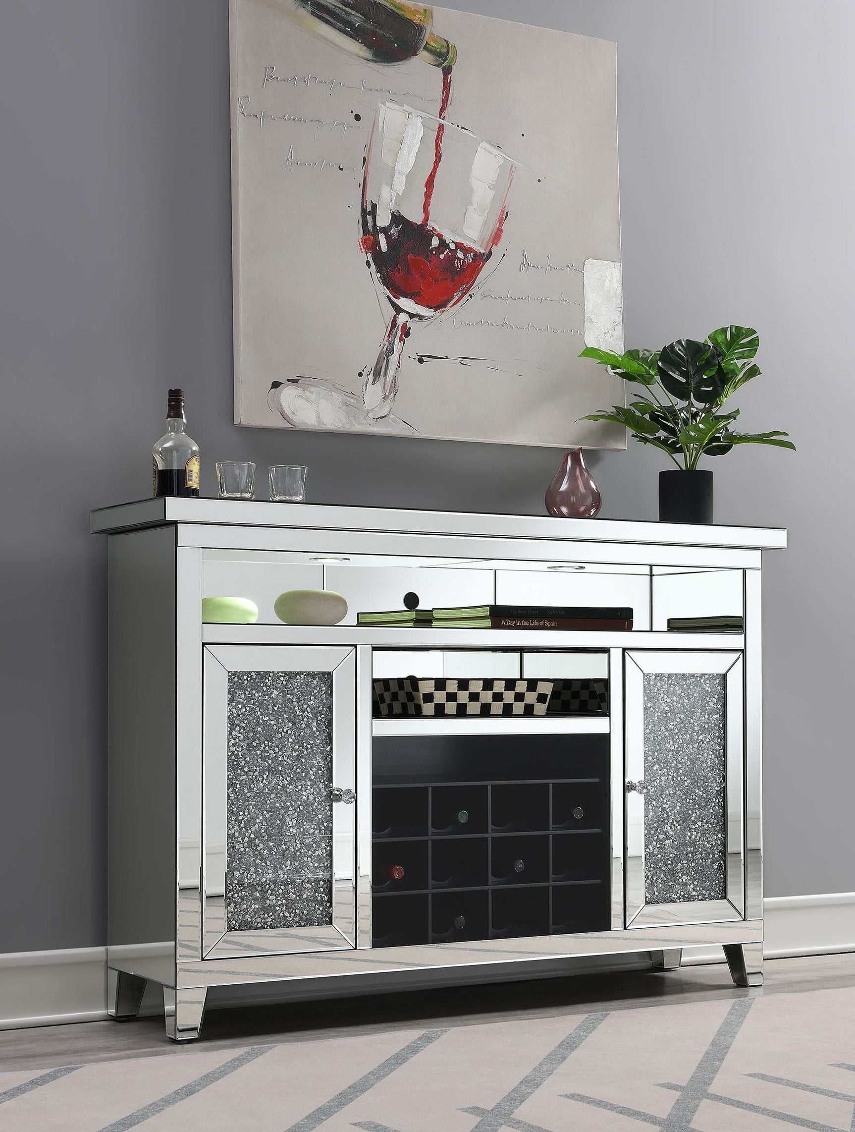 Melinda Mirror Bar Cabinet - Ornate Home