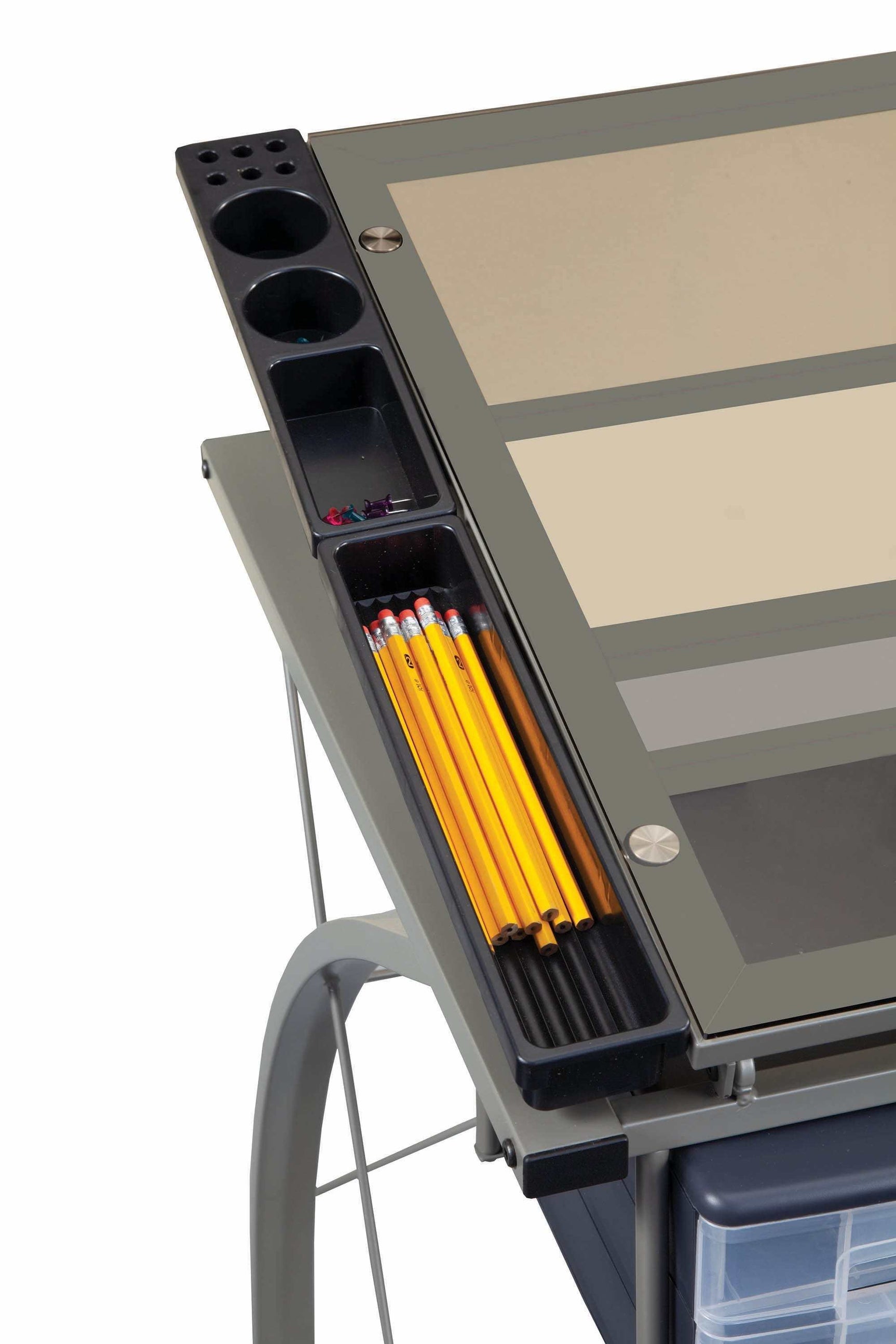 Melo Champagne Drafting Desk w/ 3 Drawer - Ornate Home