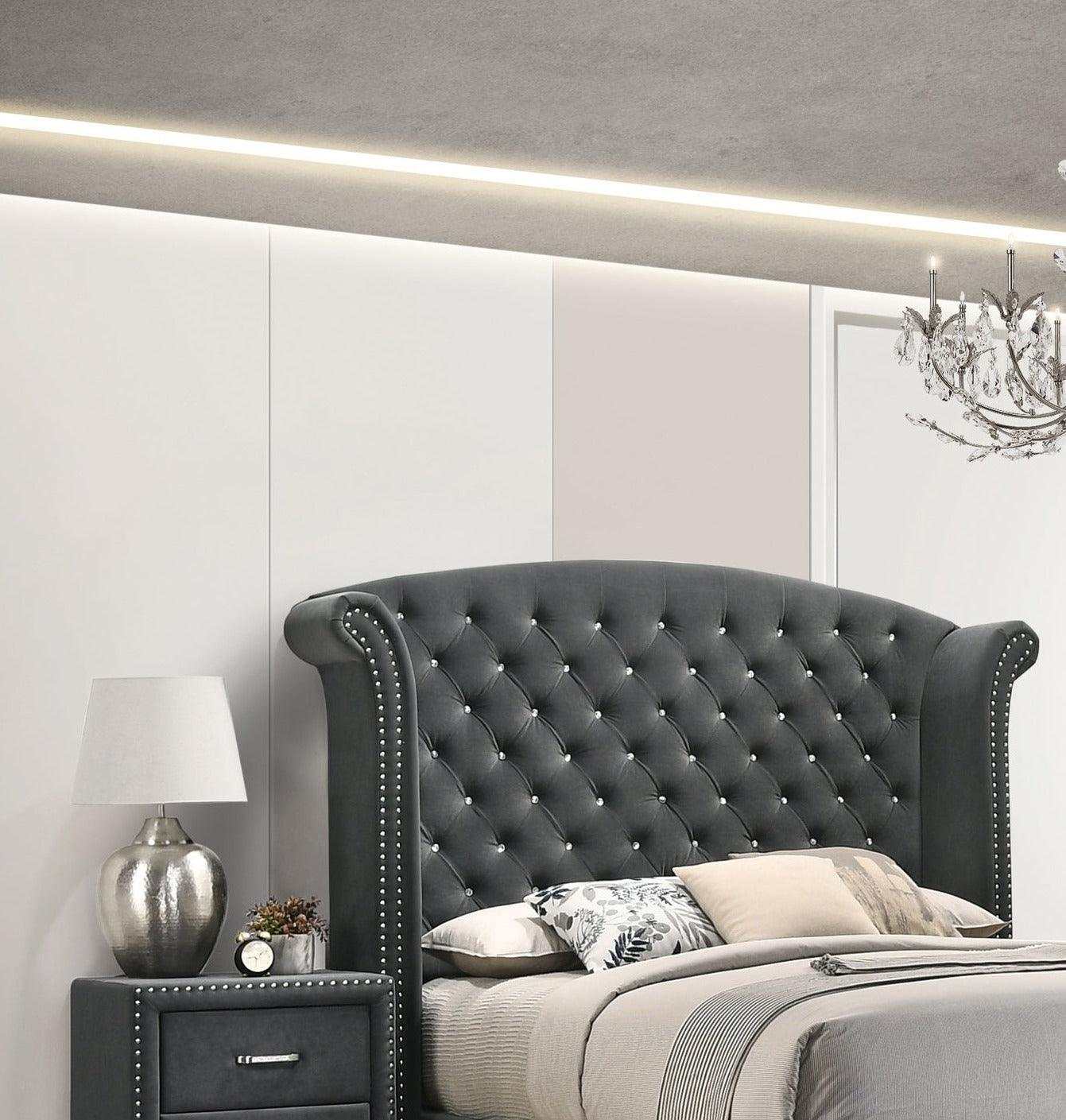 Melody Grey Eastern King Bed - Ornate Home