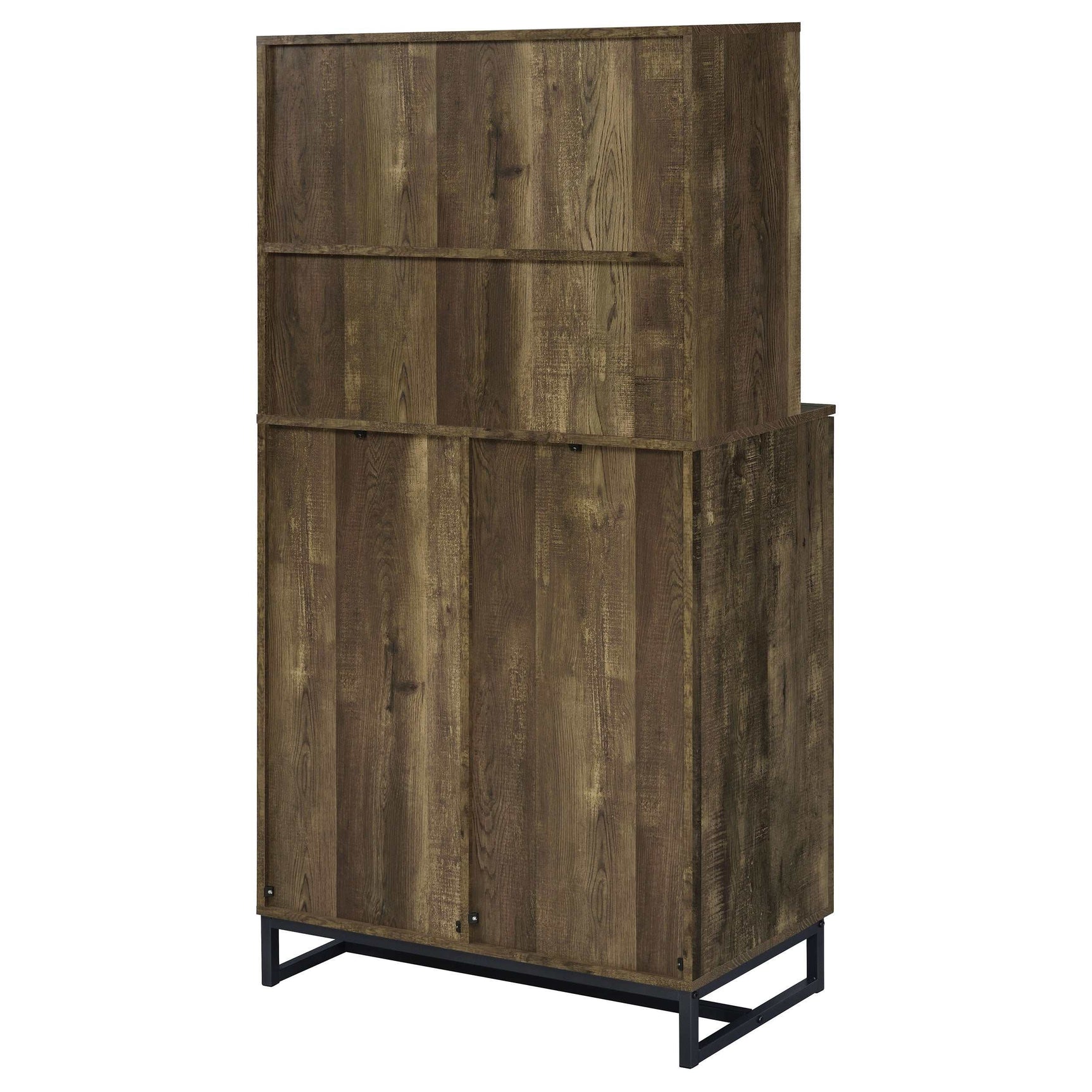 Mendoza Rustic Oak Herringbone Bar Cabinet - Ornate Home