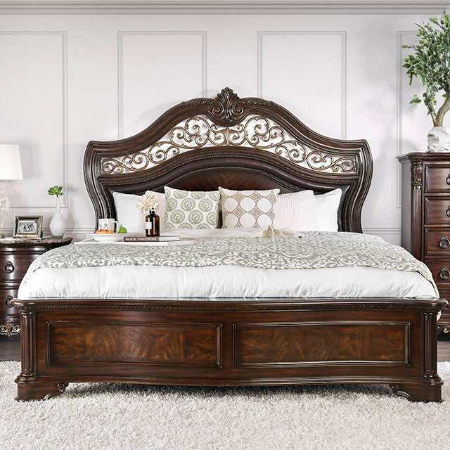 Menodora Brown Cherry Eastern King Bed - Ornate Home