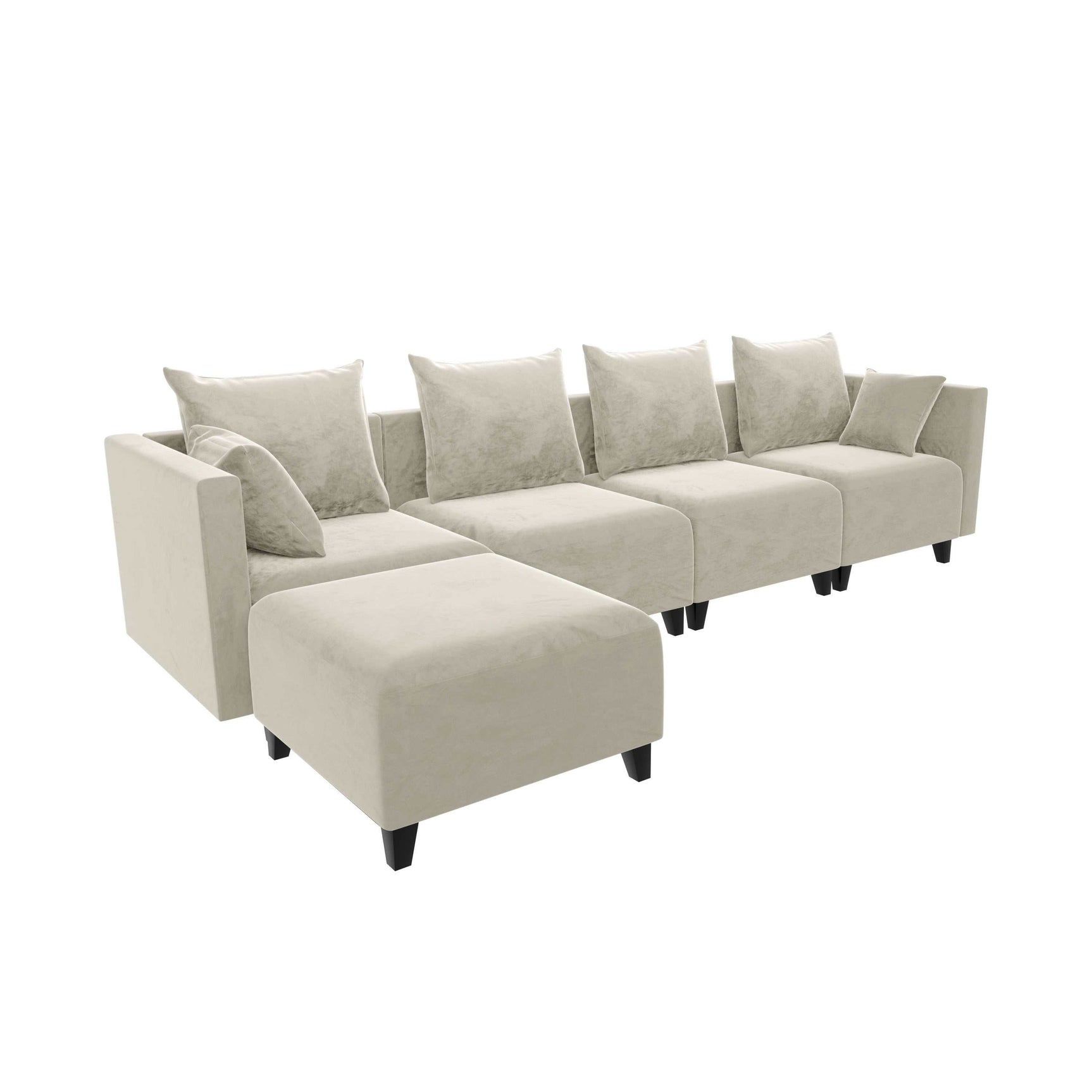 Merced Luxe Velvet L-Shaped Sectional Sofa Beige - Ornate Home