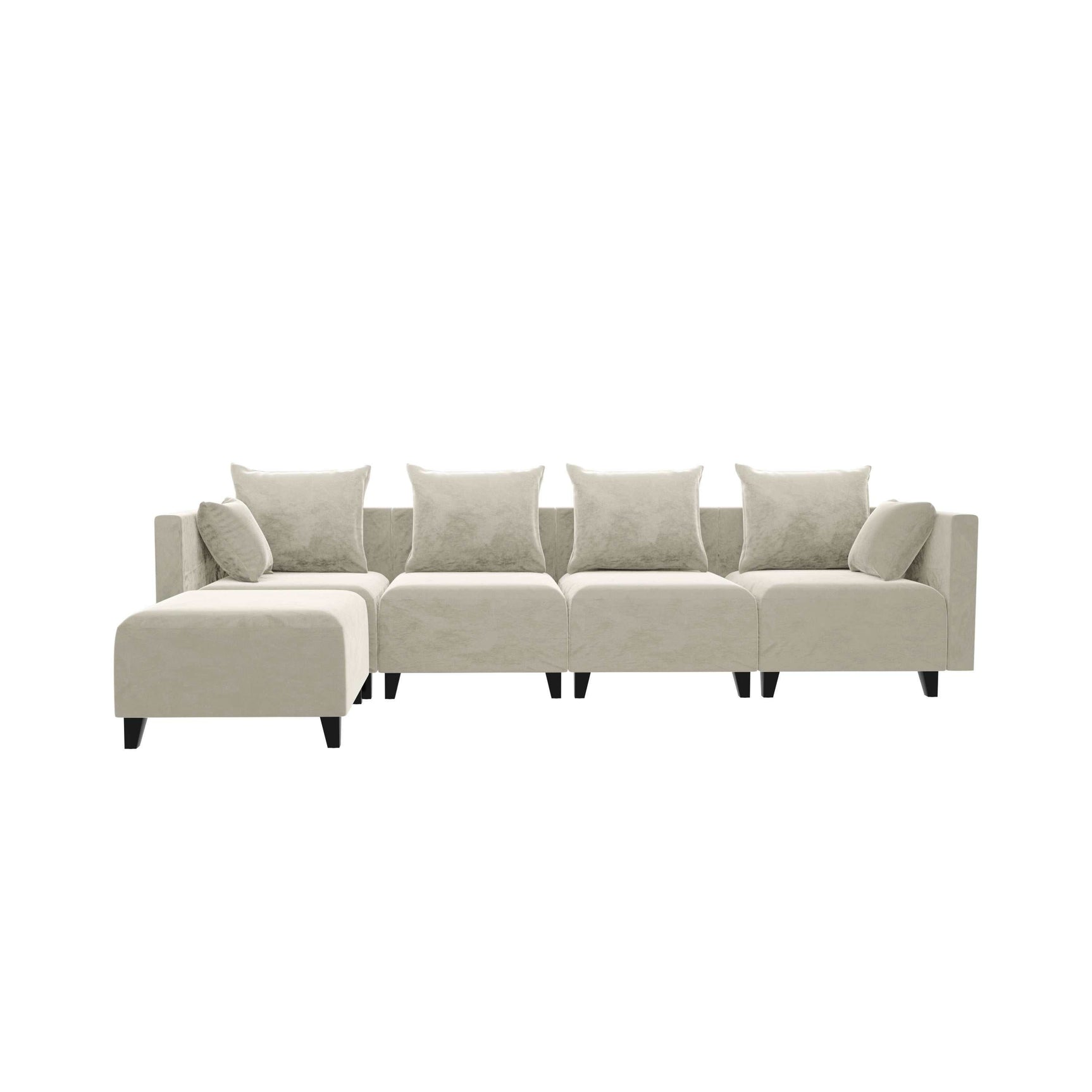 Merced Luxe Velvet L-Shaped Sectional Sofa Beige - Ornate Home