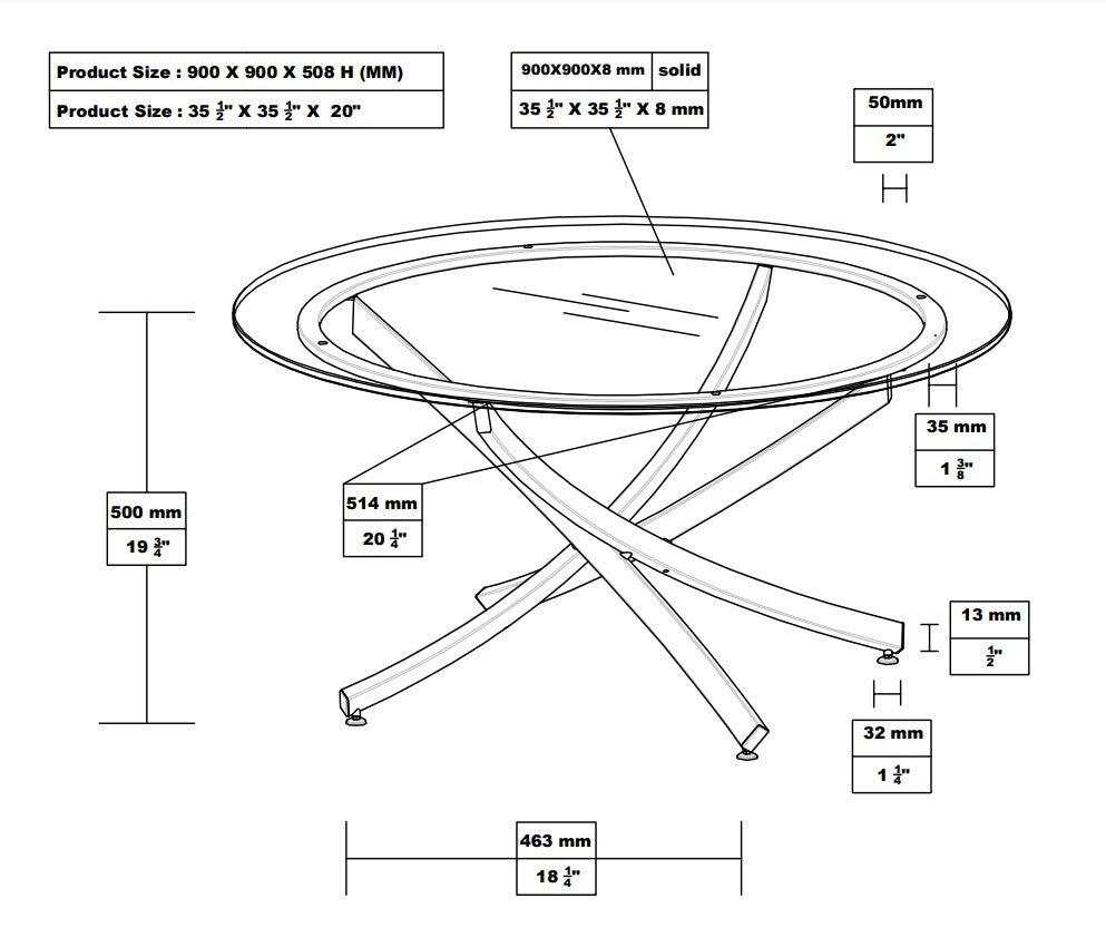 Mhitrillo Chrome Glass Top Coffee Table - Ornate Home