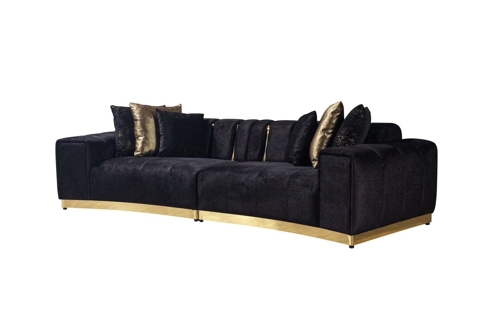 Michelle Black Velvet Curved Sectional - Ornate Home