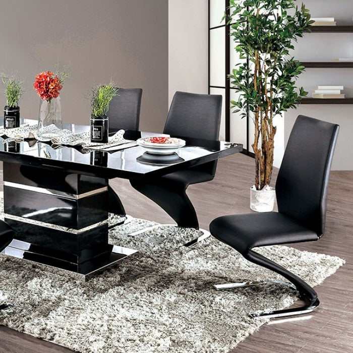 Midvale Black & Chrome Dining Room Set / 7pc - Ornate Home
