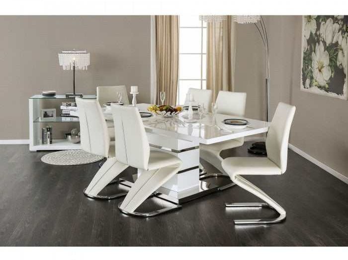 Midvale White & Chrome Dining Room Set / 7pc - Ornate Home