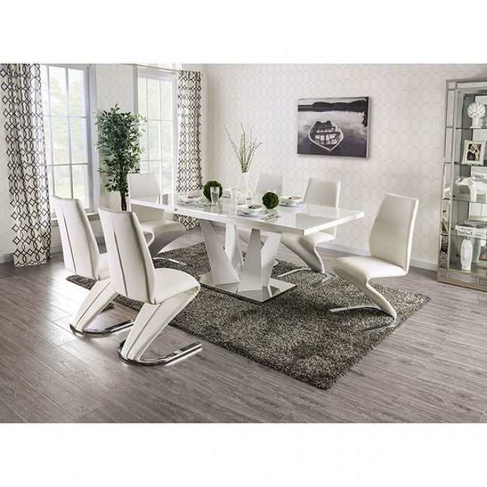 Midvale White & Chrome Dining Room Set / 7pc - Ornate Home