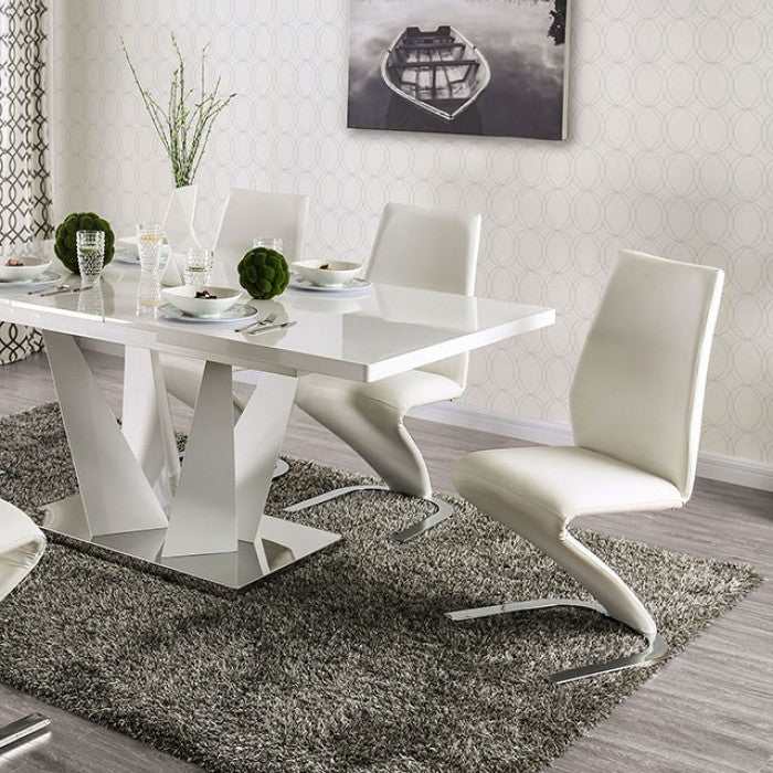 Midvale White & Chrome Dining Room Set / 7pc - Ornate Home