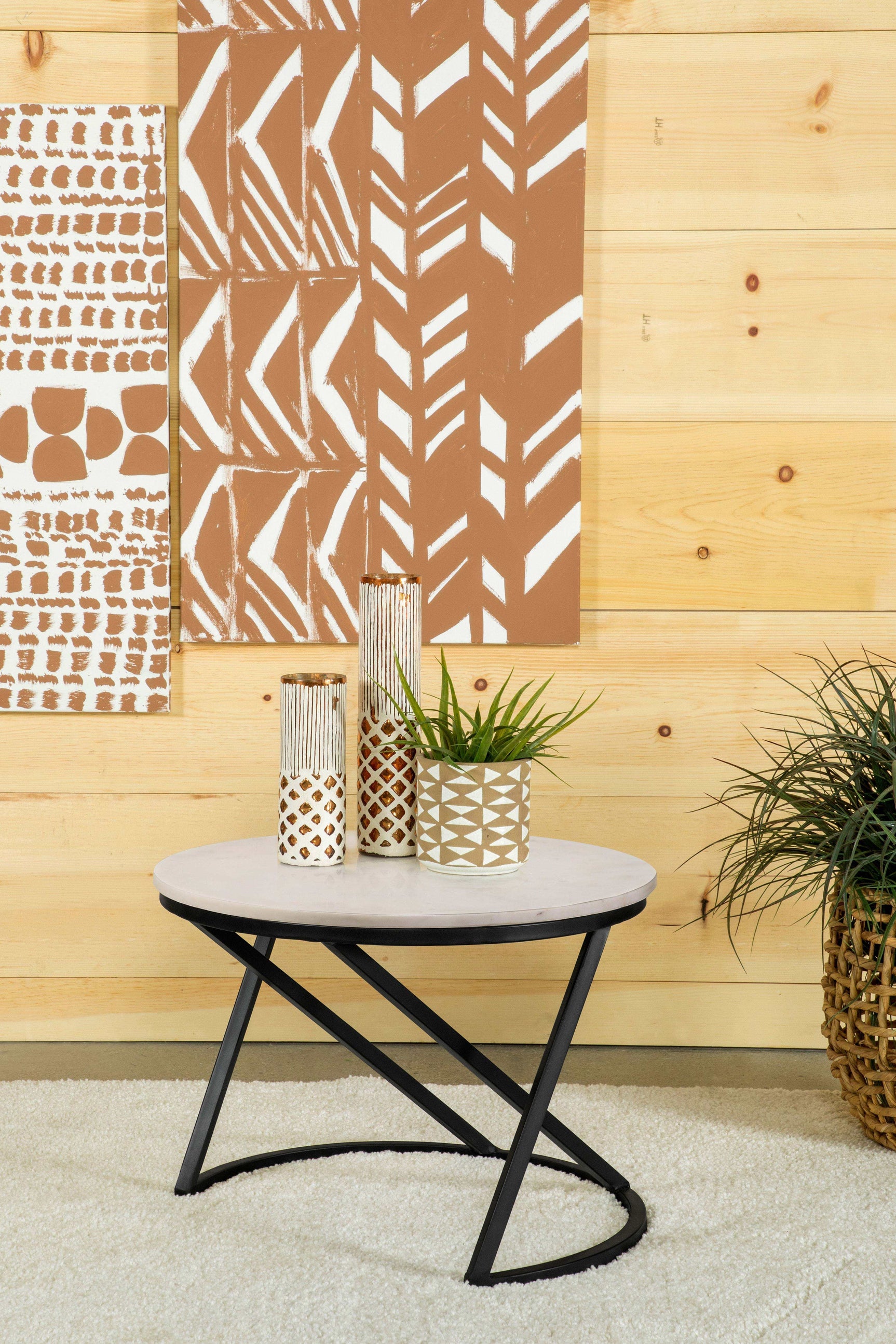 Miguel White Marble / Black Coffee Table - Ornate Home