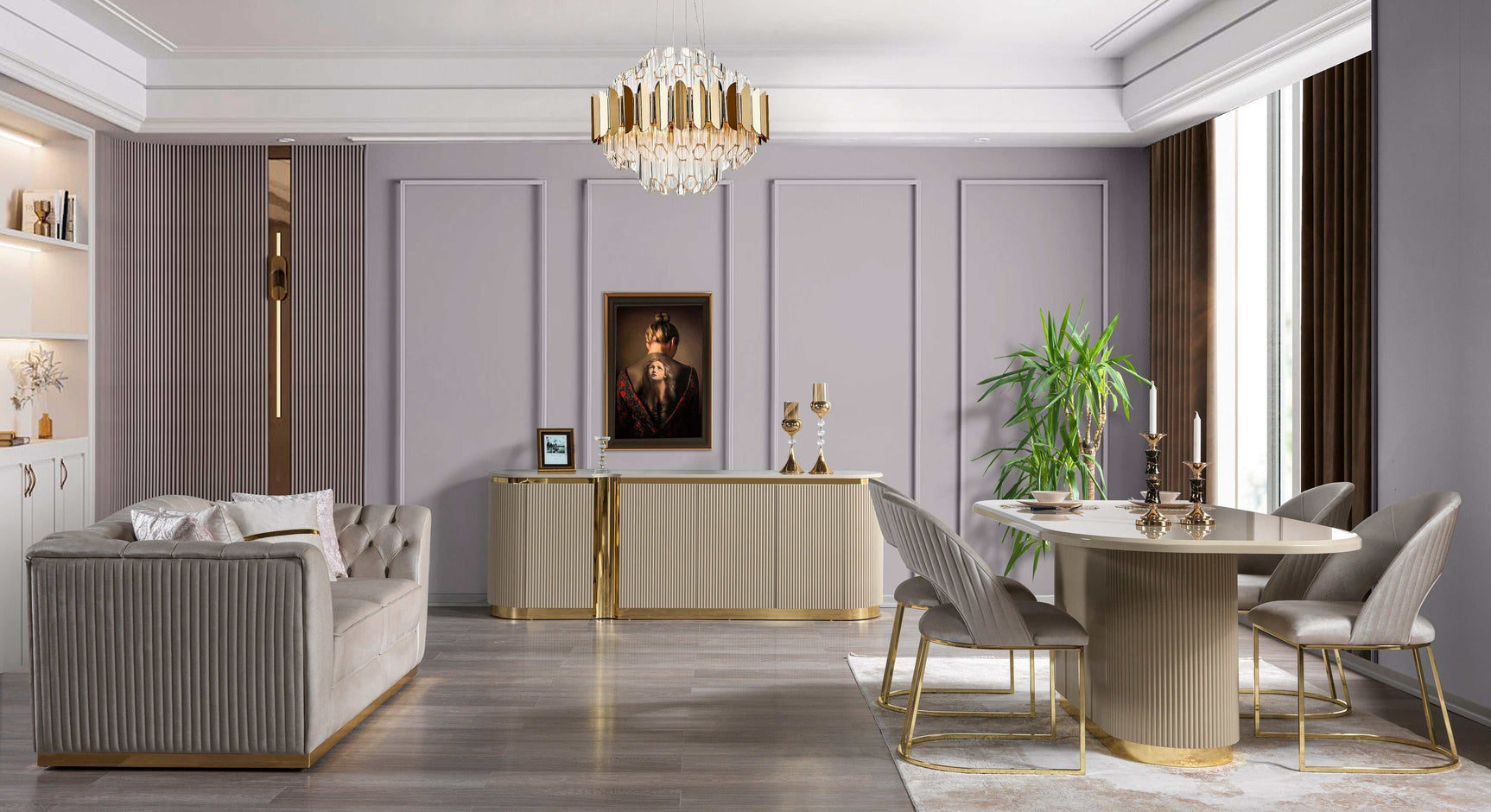 Milena Ivory 7-Piece Dining Set - Ornate Home