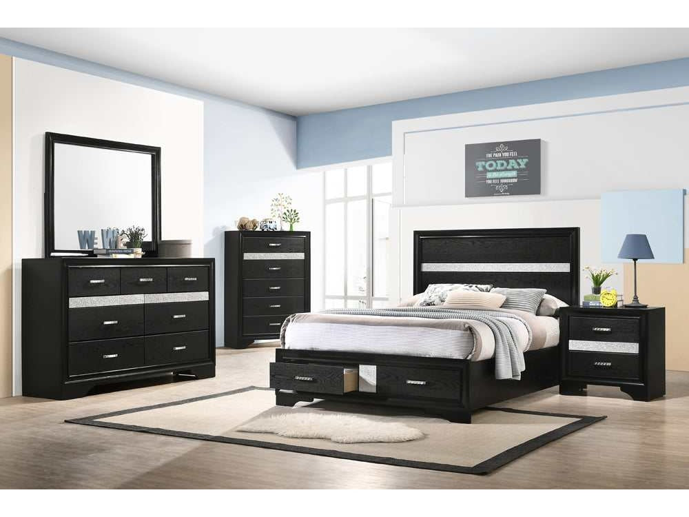 Miranda Black Full Bed 5 Pc Set - Ornate Home