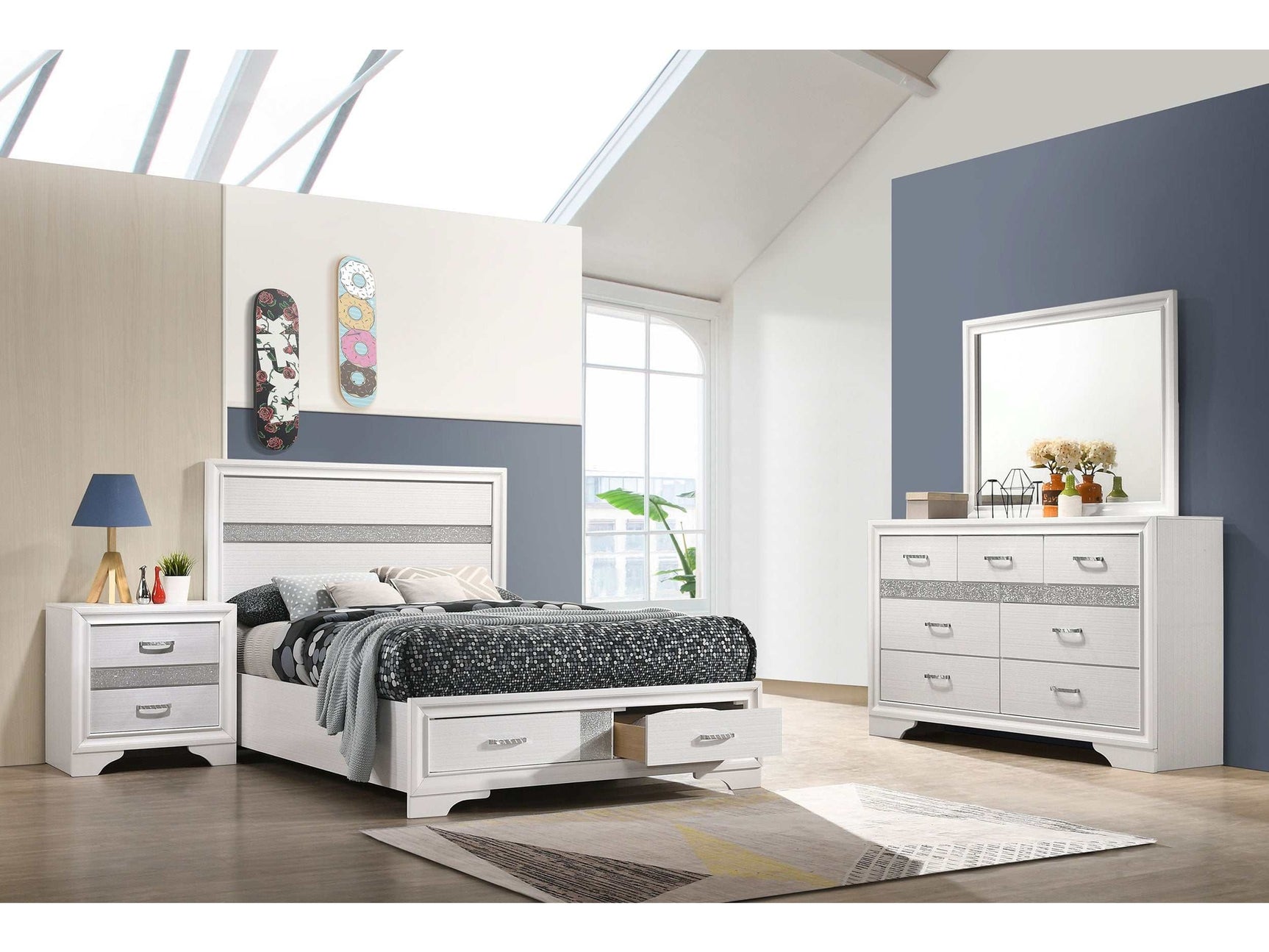 Miranda White Full Bed 4 Pc Set - Ornate Home