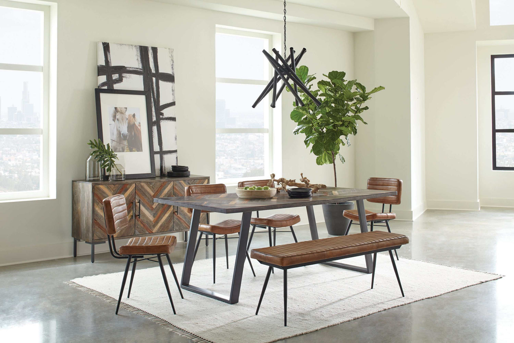 Misty Camel & Black Side Chairs (Set of 2) - Ornate Home