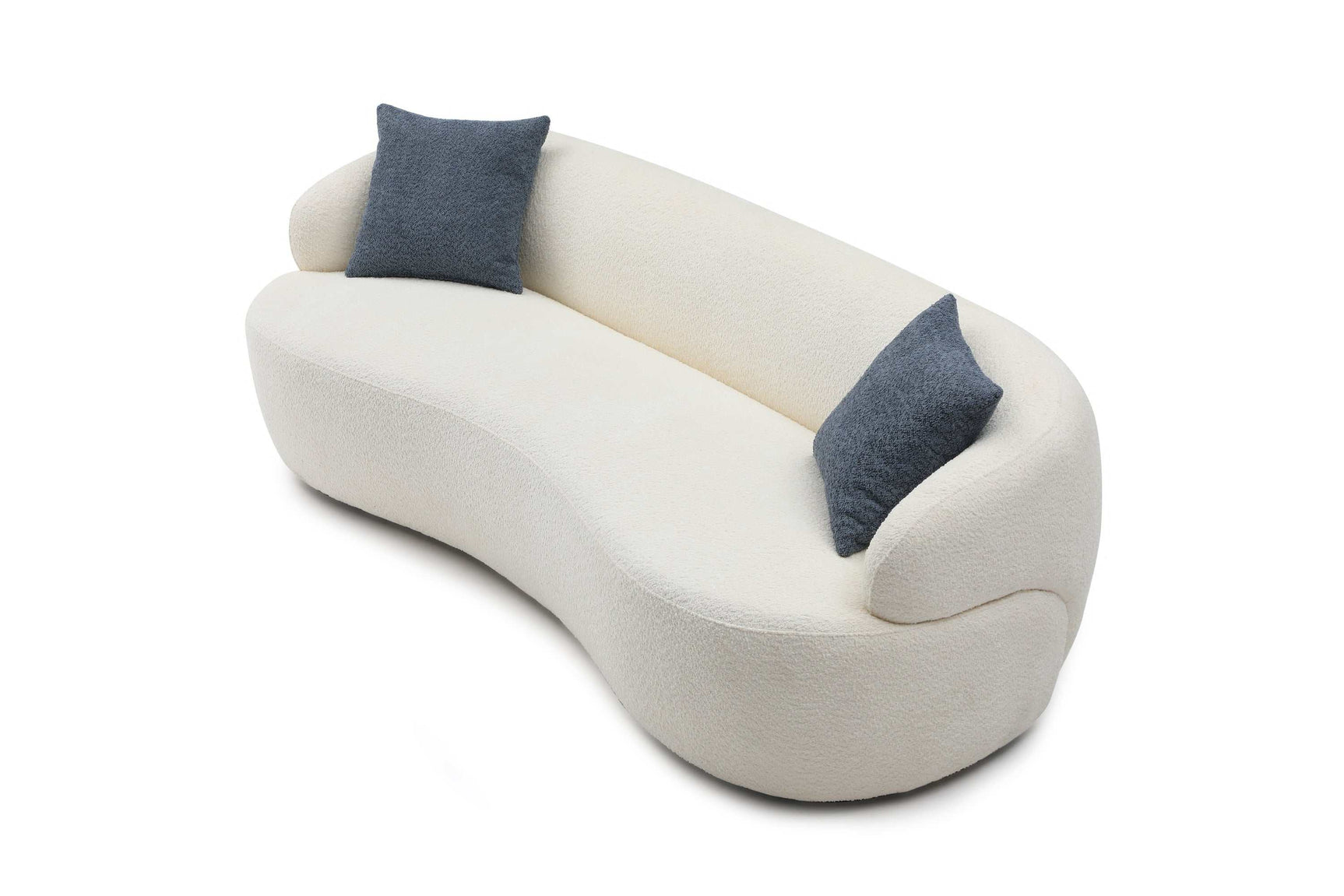 Mojave Mid Century Boucle Modern Curved Sofa Beige - Ornate Home