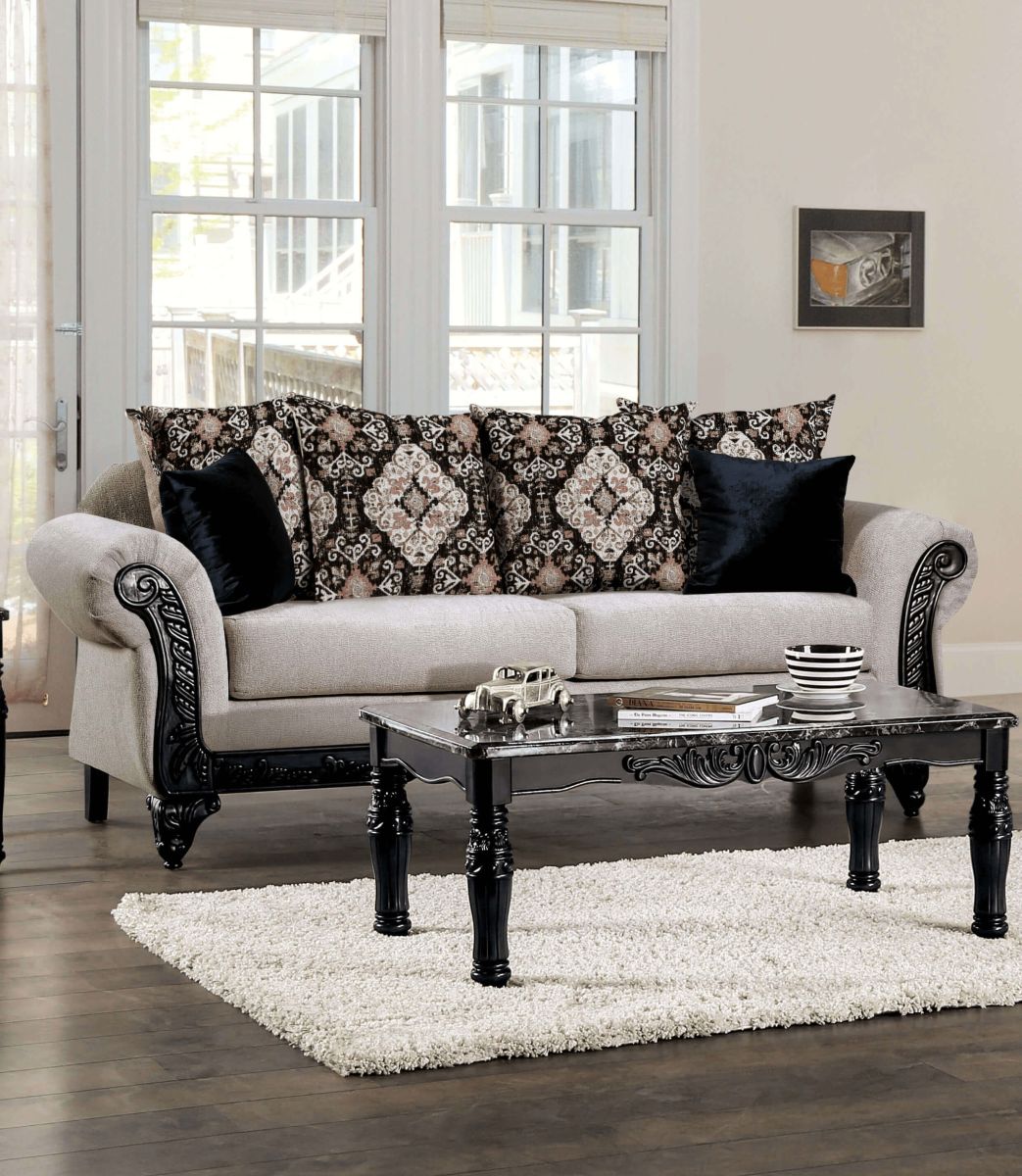 Molfetta Light Brown & Black Sofa & Loveseat - Ornate Home