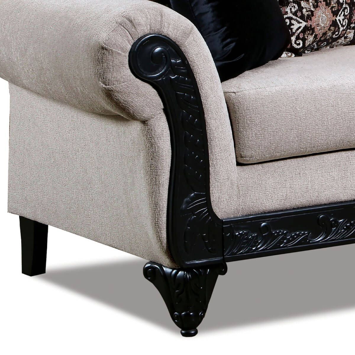 Molfetta Light Brown & Black Sofa - Ornate Home