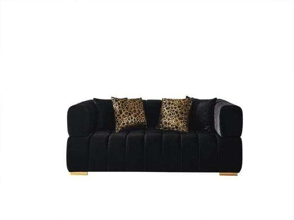 Monica Black Velvet Sofa & Loveseat / 2pc - Ornate Home