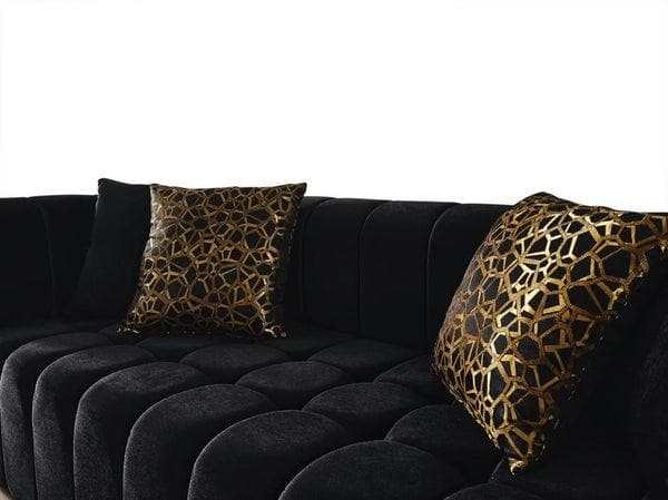 Monica Black Velvet Sofa & Loveseat / 2pc - Ornate Home