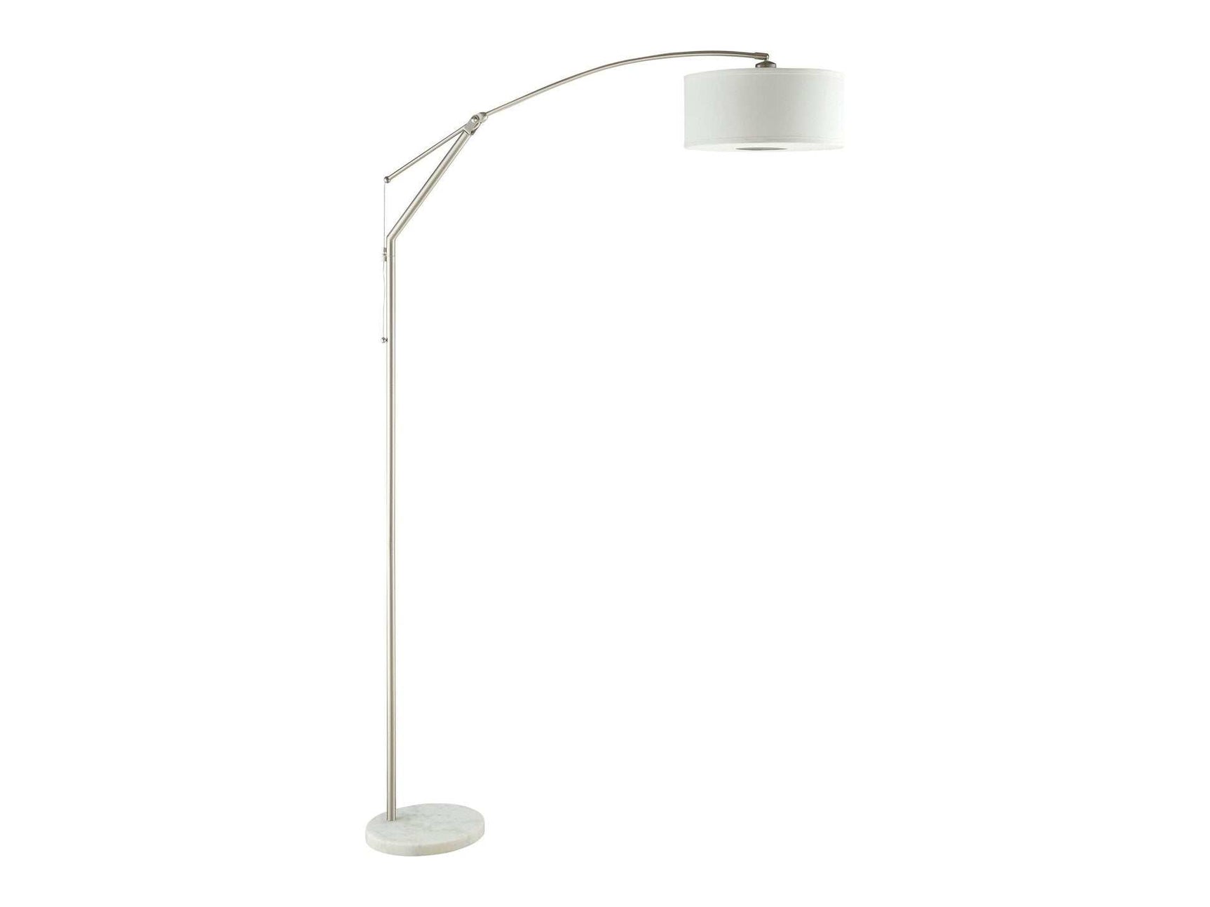 Moniz Chrome & White Adjustable Arched Arm Floor Lamp - Ornate Home