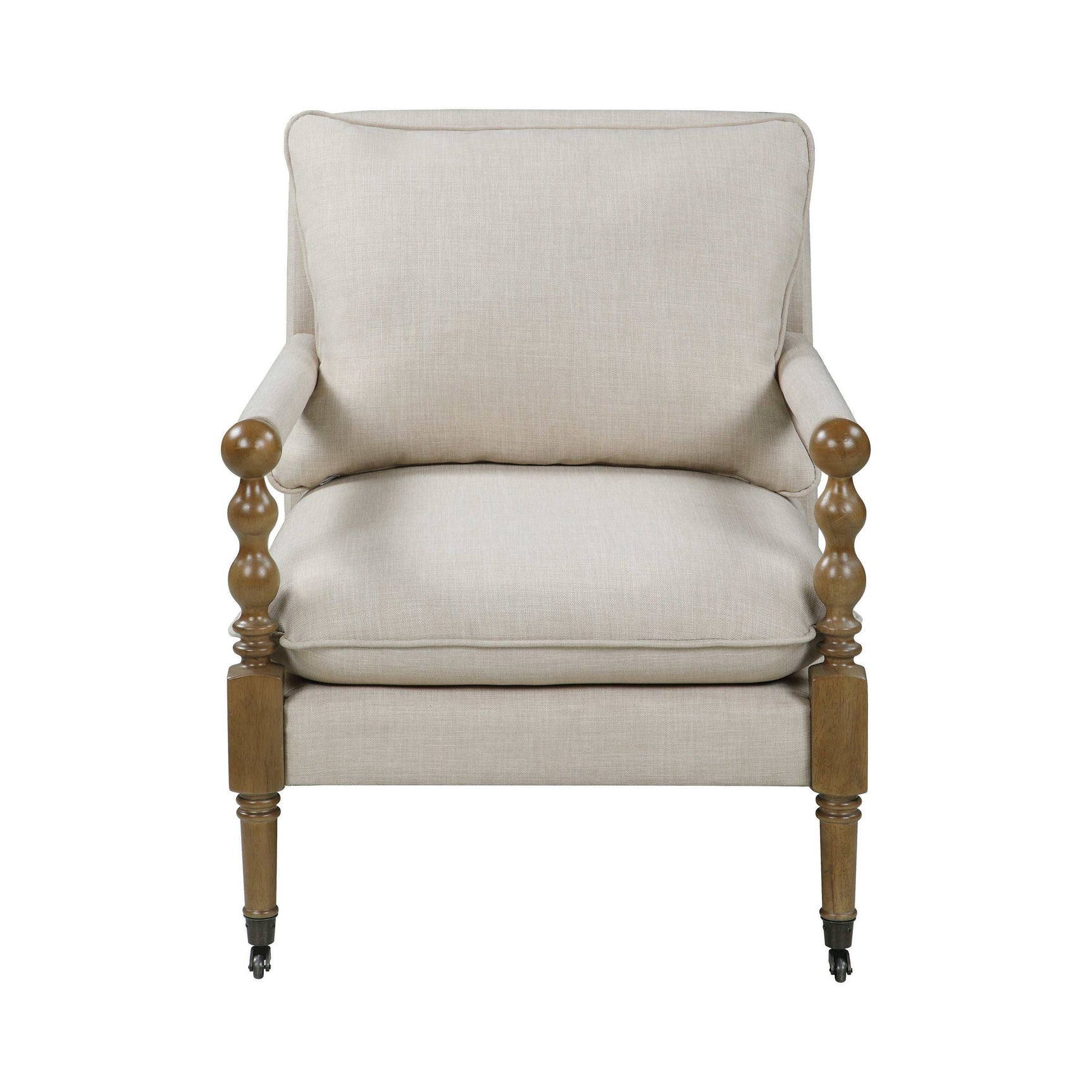 Morris Dark oak & Beige Accent Chair - Ornate Home