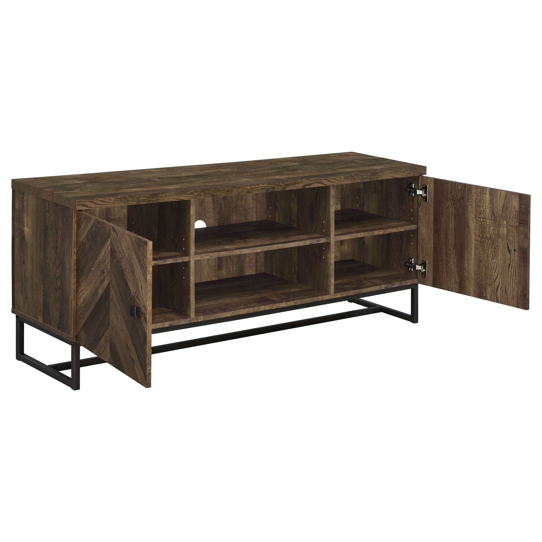 Myles Rustic Oak Herringbone 6 " Tv Stand - Ornate Home